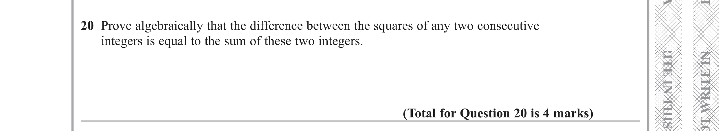 Question 20 — Proofs — Edexcel GCSE Specimen Set 1