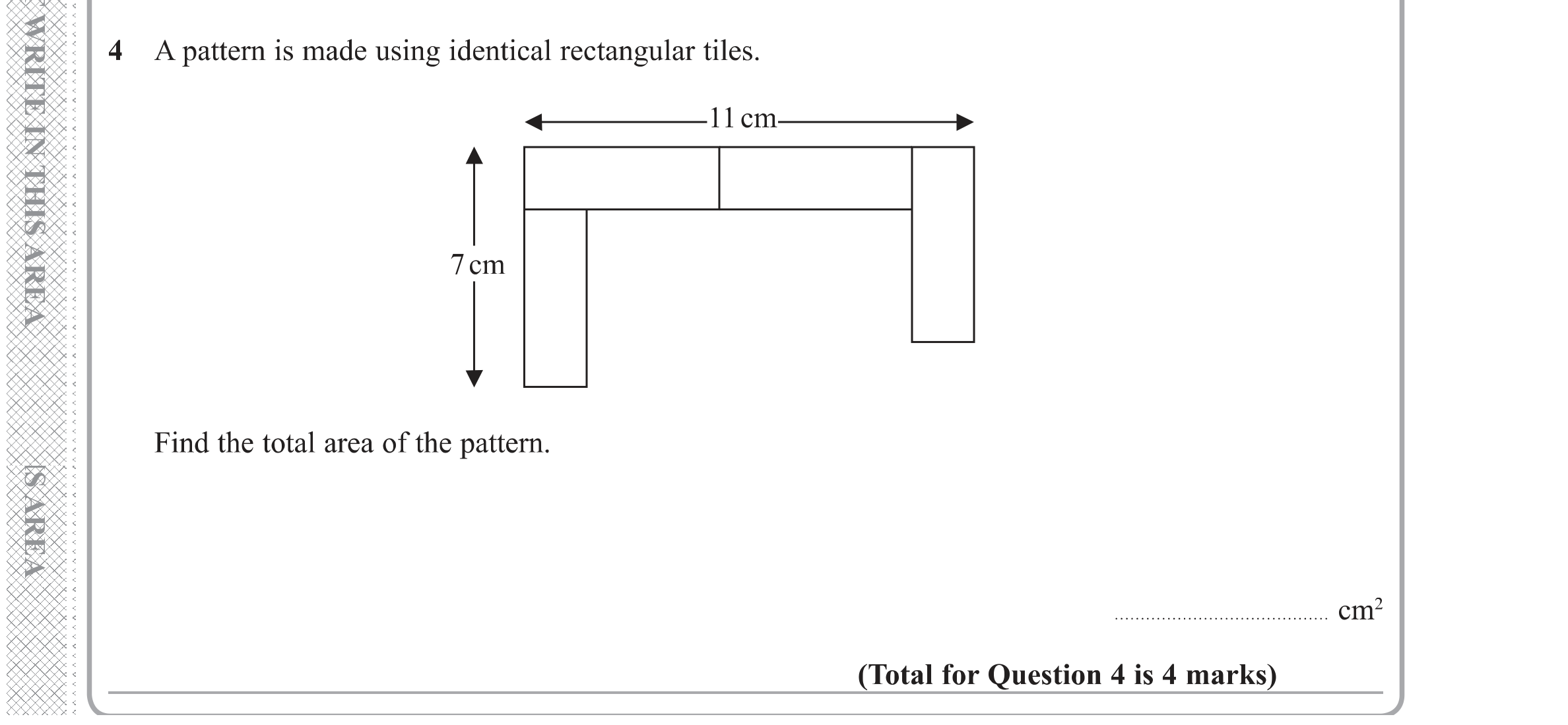Question 4 — Perimeter and Area — Edexcel GCSE Specimen Set 1
