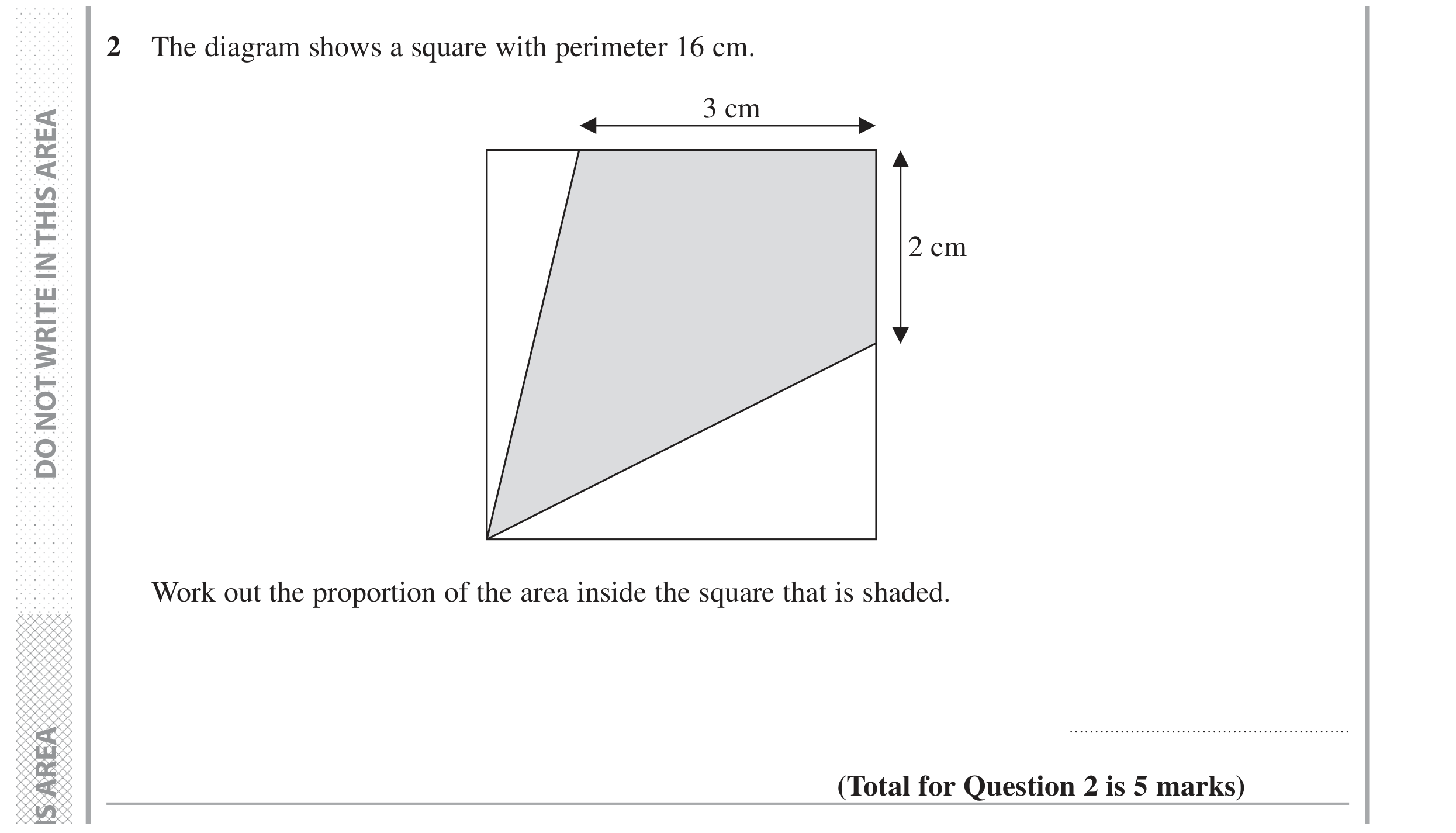 Question 2 — Perimeter and Area — Edexcel GCSE Specimen Set 2