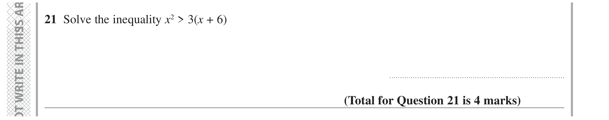 Question 21 — Inequalities — Edexcel GCSE Specimen Set 2