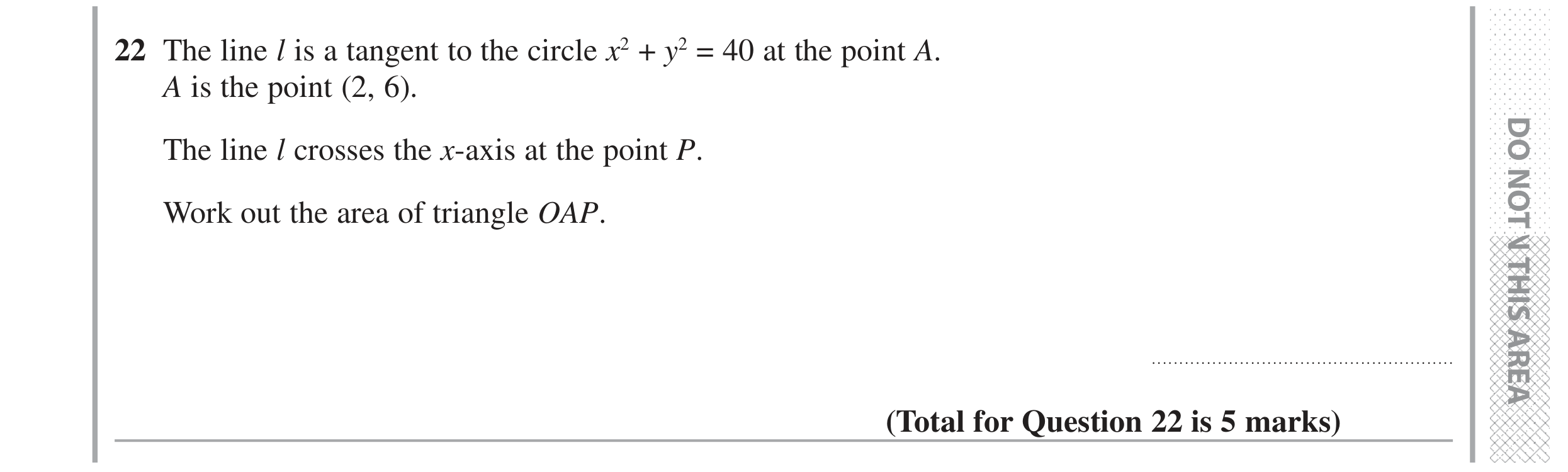 Question 22 — Stray — Edexcel GCSE Specimen Set 2