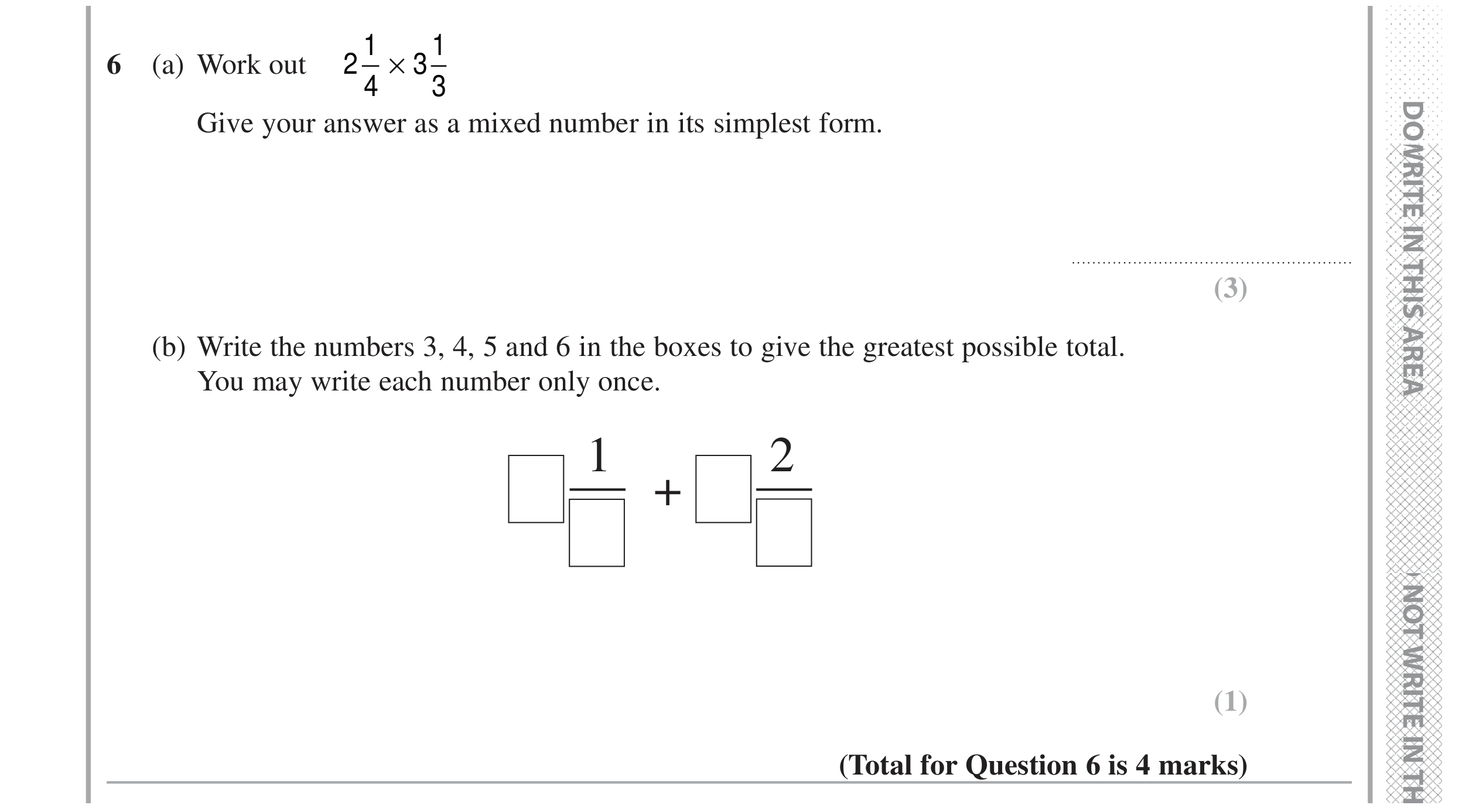 Question 6 — Fractions — Edexcel GCSE Specimen Set 2