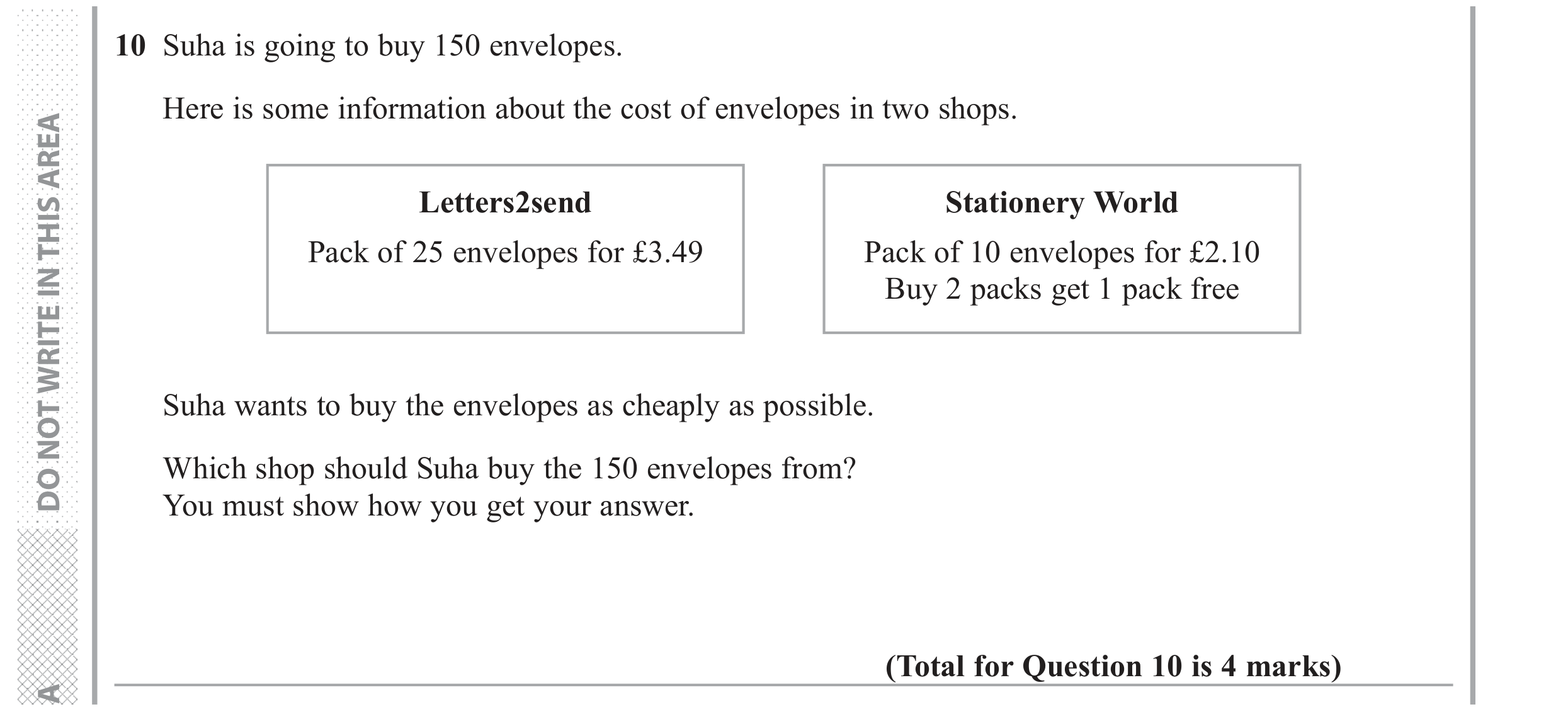 Question 10 — Stray — Edexcel GCSE June 2017