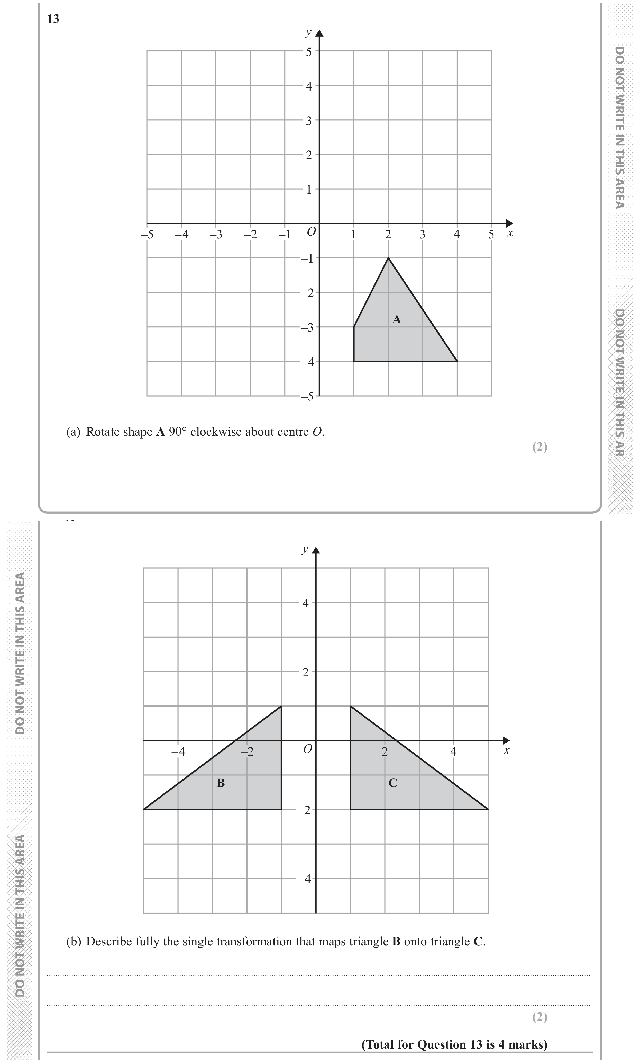 Question 13 — Rotations/Reflections/Translations/Enlargements — Edexcel GCSE June 2017