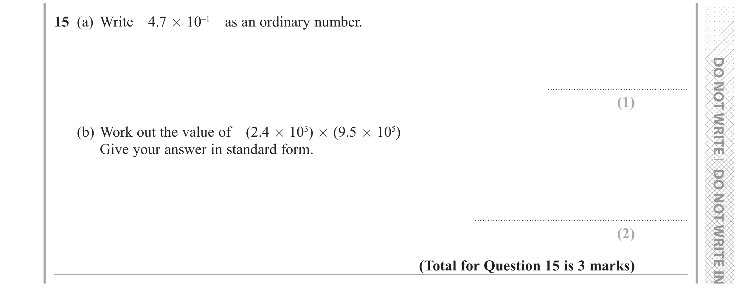 Question 15 — Standard Form — Edexcel GCSE June 2017