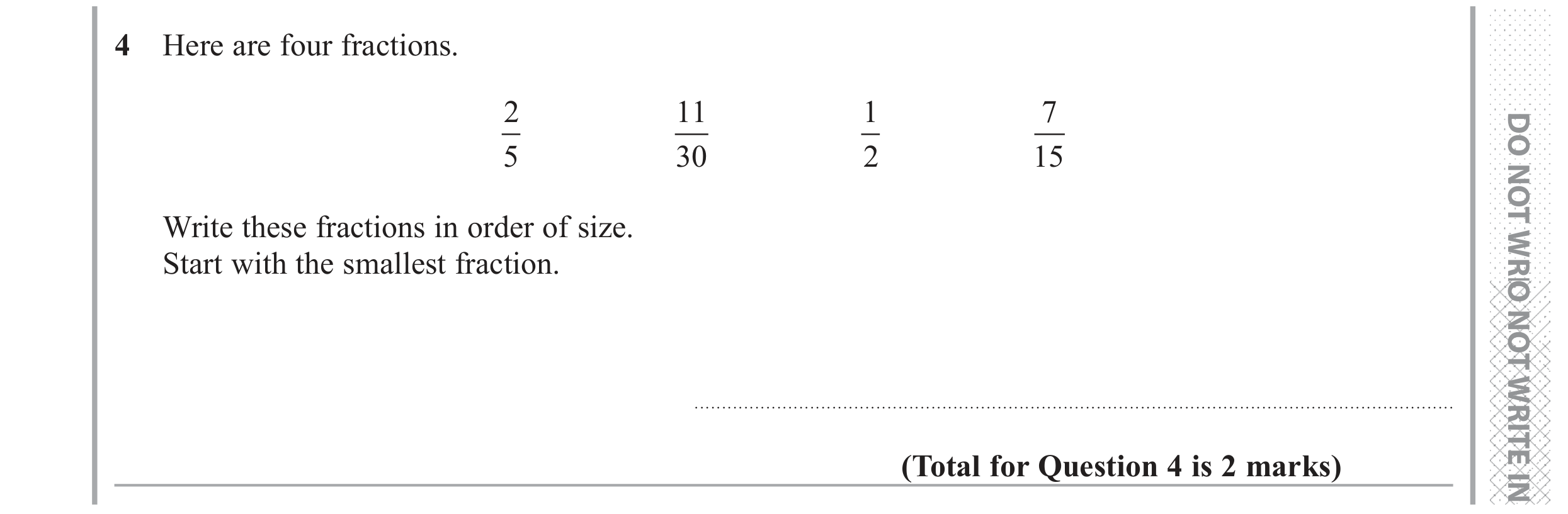 Question 4 — Fractions — Edexcel GCSE June 2017