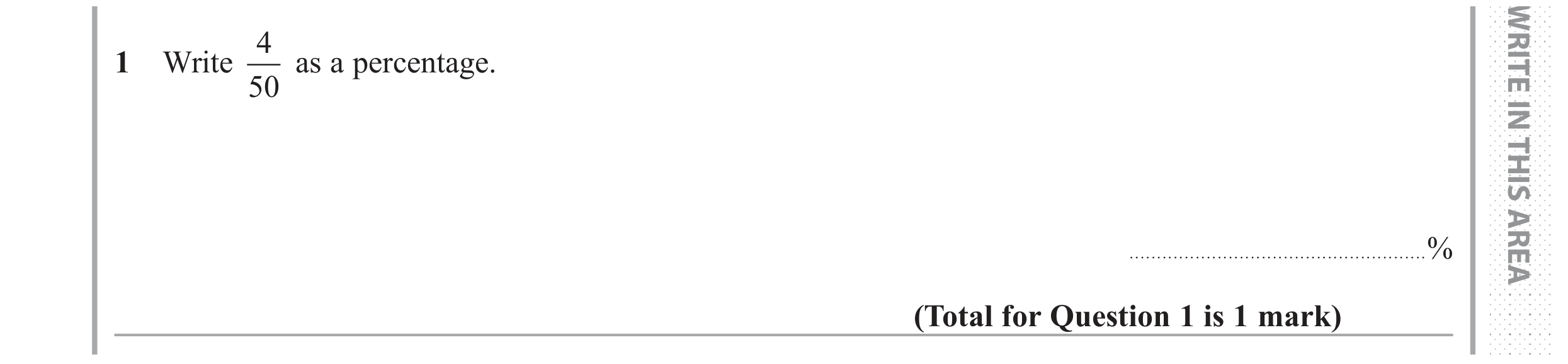 Question 1 — Percentages — Edexcel GCSE June 2018