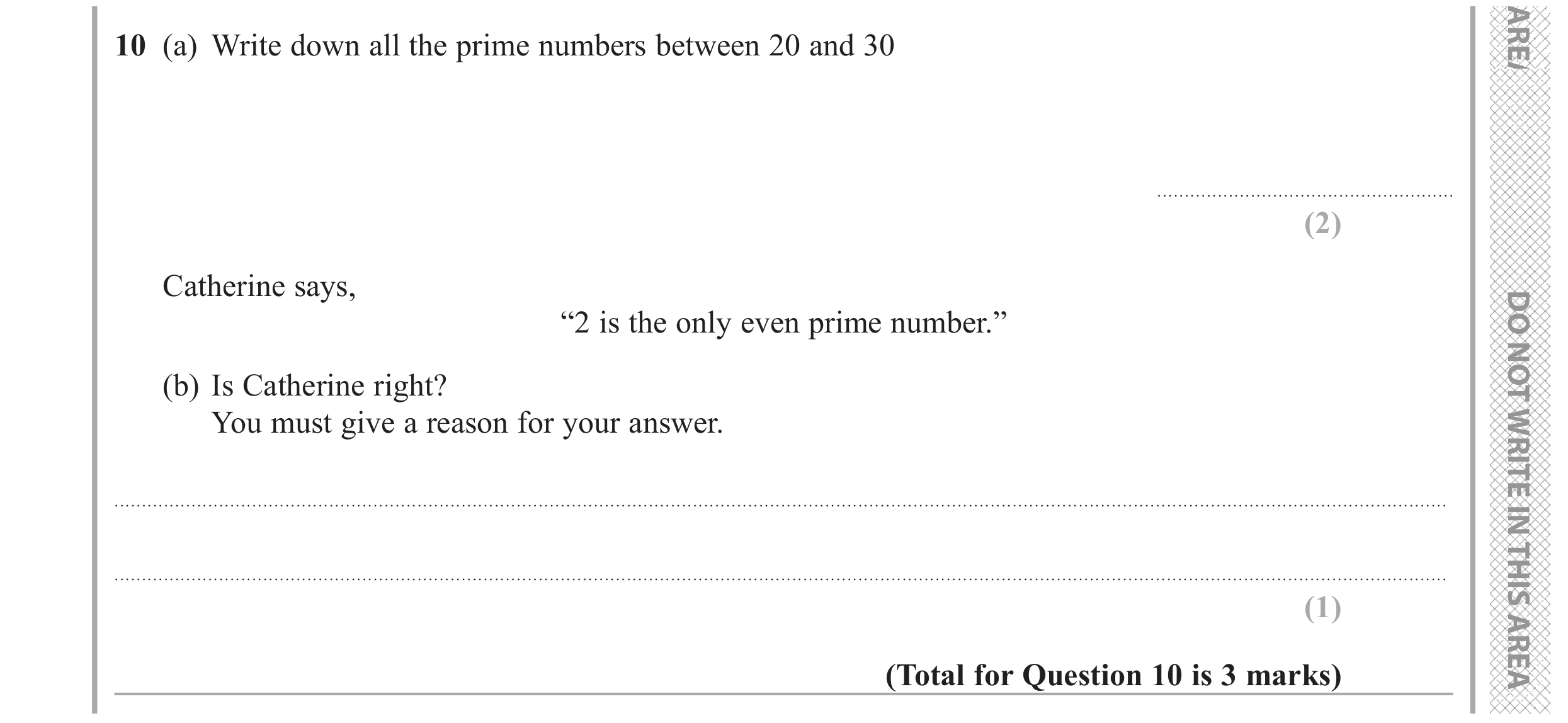 Question 10 — Numbers, Prime Numbers — Edexcel GCSE June 2018
