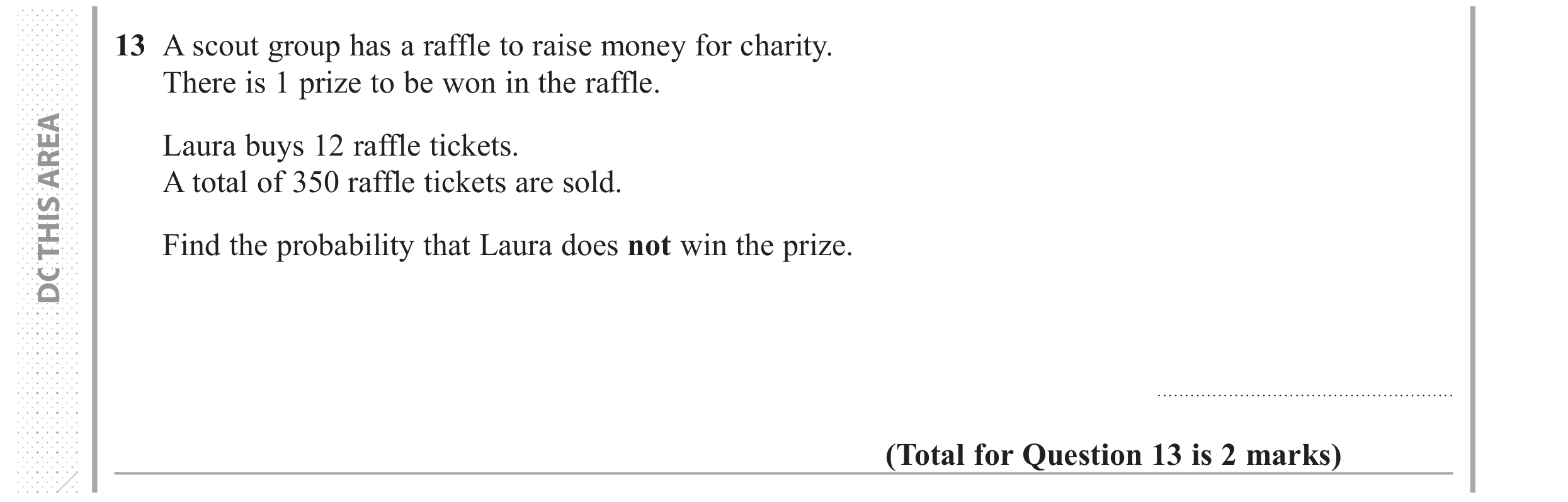Question 13 — Probability — Edexcel GCSE June 2018