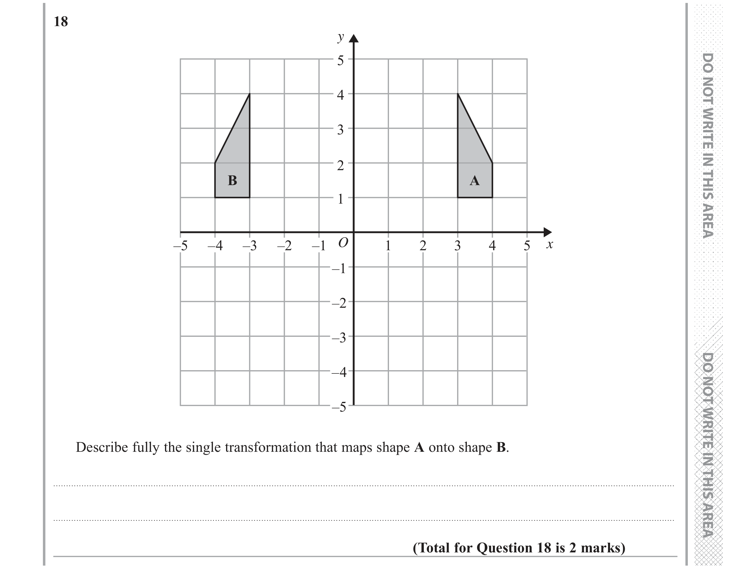 Question 18 — Rotations/Reflections/Translations/Enlargements — Edexcel GCSE June 2018