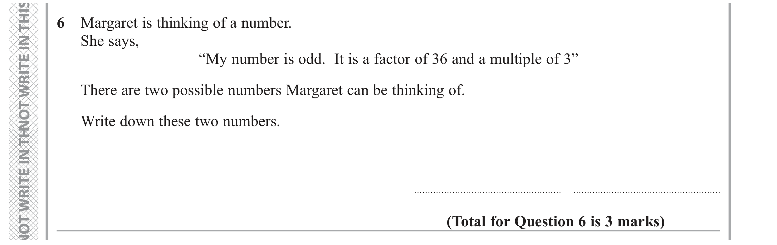 Question 6 — Multiples, Factors — Edexcel GCSE June 2018