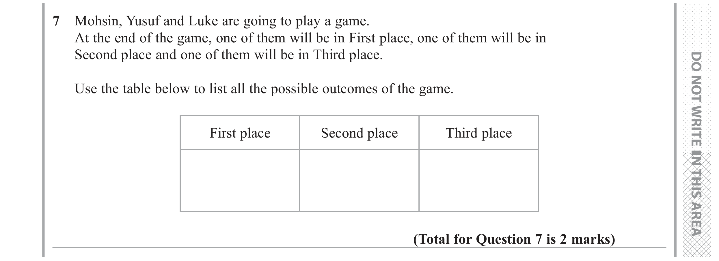 Question 7 — Probability — Edexcel GCSE June 2018