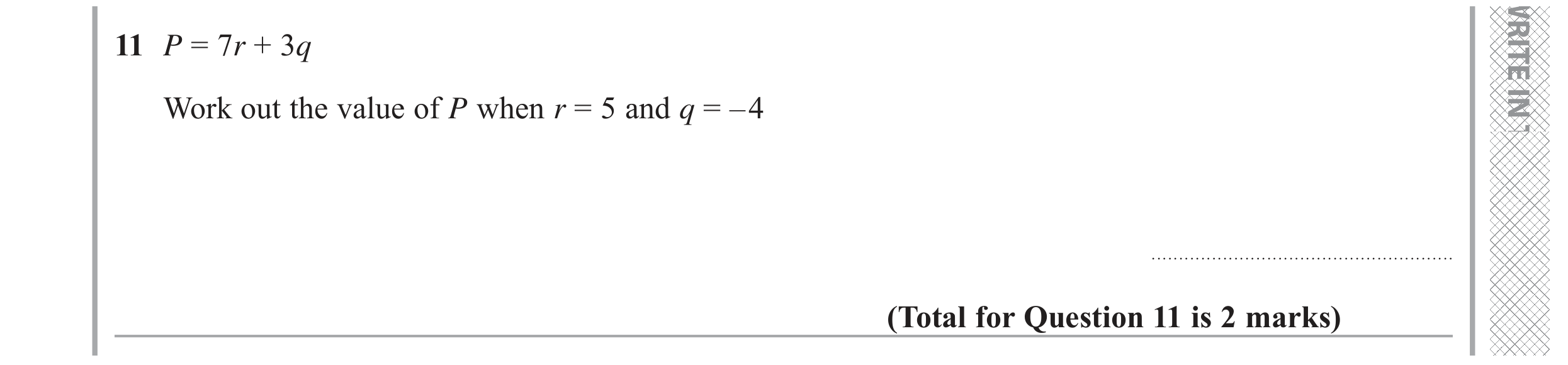 Question 11 — Formulae — Edexcel GCSE June 2019