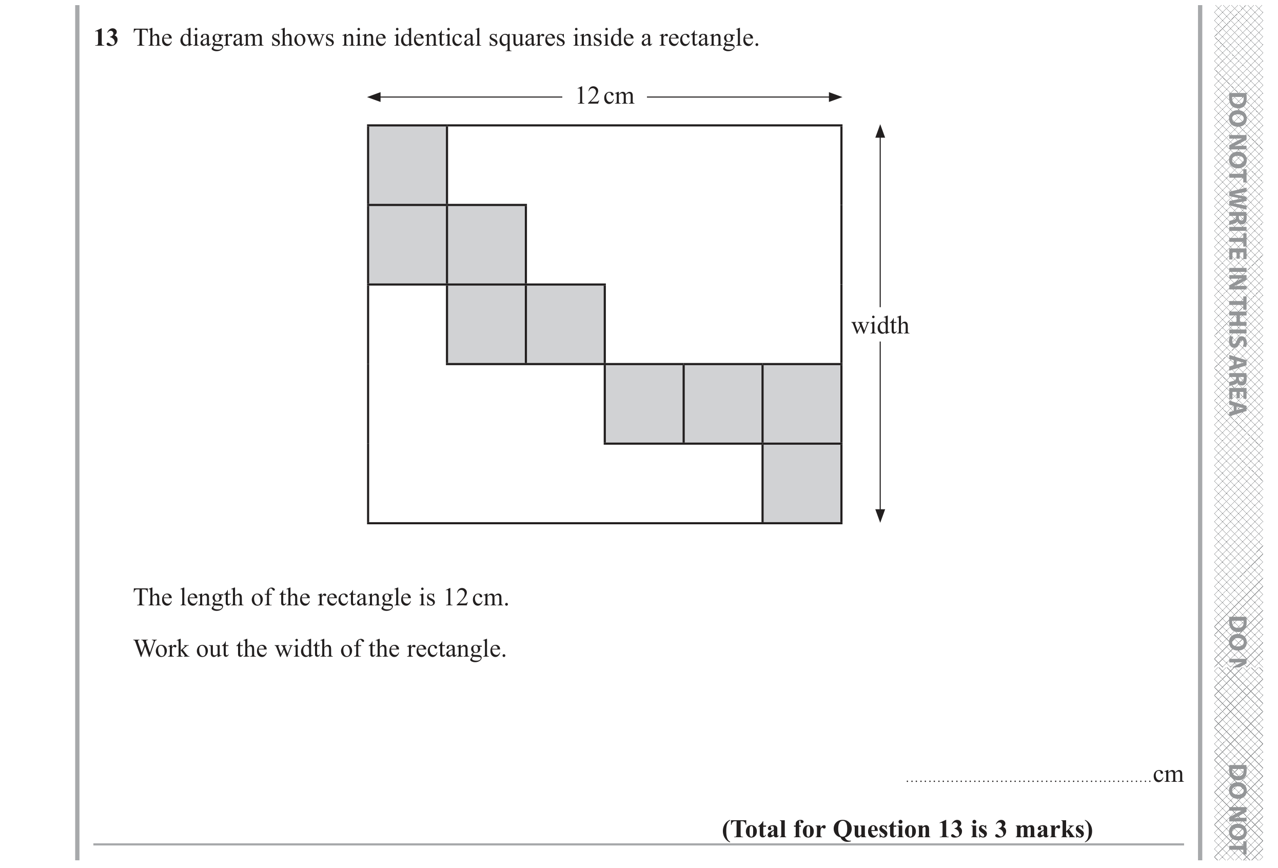 Question 13 — Perimeter and Area — Edexcel GCSE June 2019