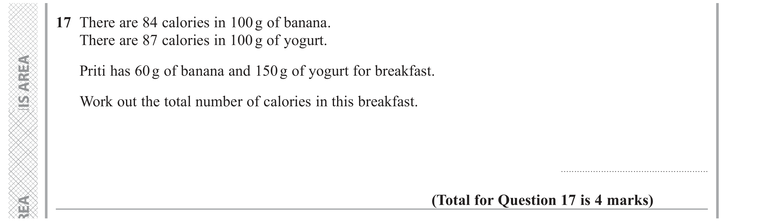 Question 17 — Stray — Edexcel GCSE June 2019