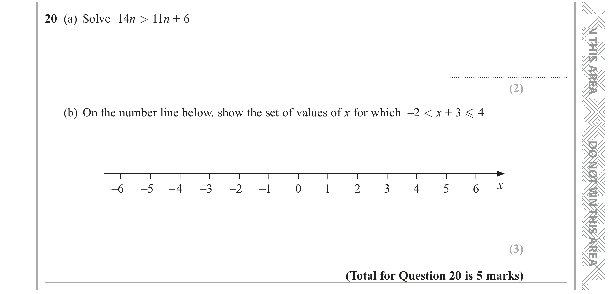 Question 20 — Inequalities — Edexcel GCSE June 2019