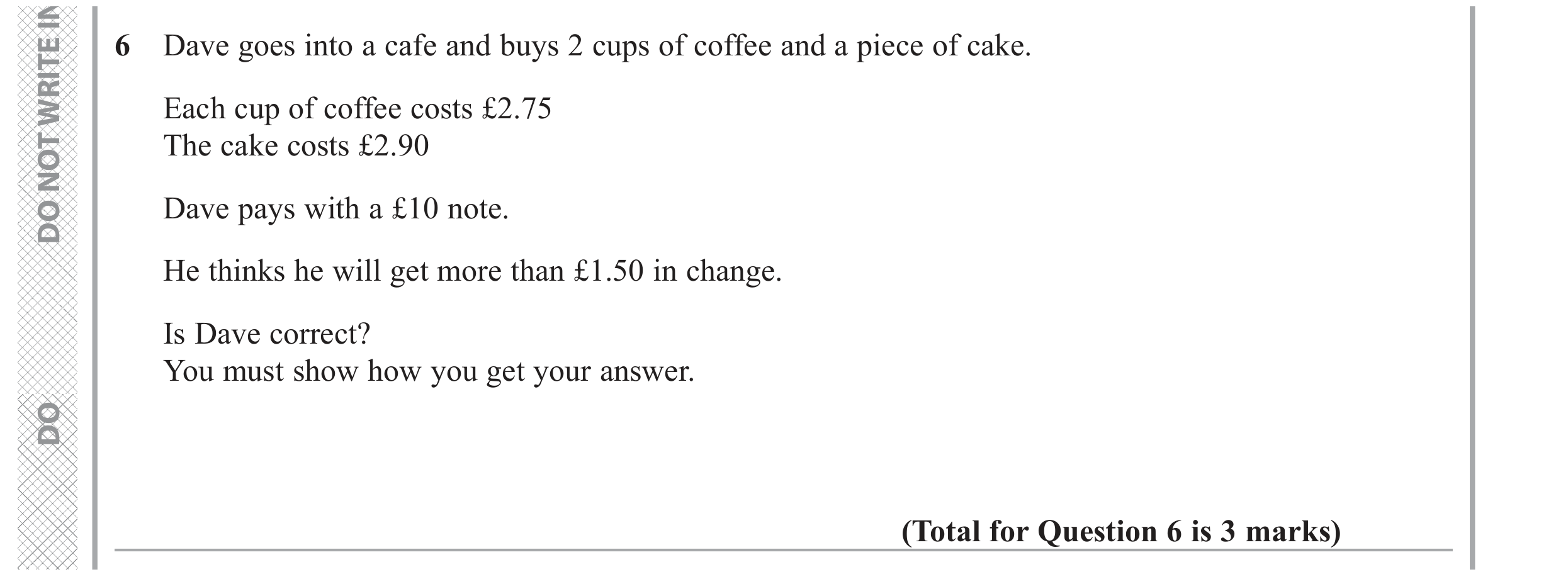 Question 6 — Money Problems — Edexcel GCSE June 2019