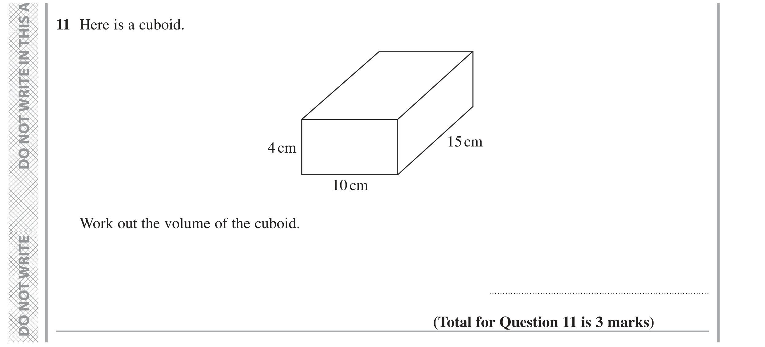 Question 11 — 3D Shapes and Volume — Edexcel GCSE June 2020