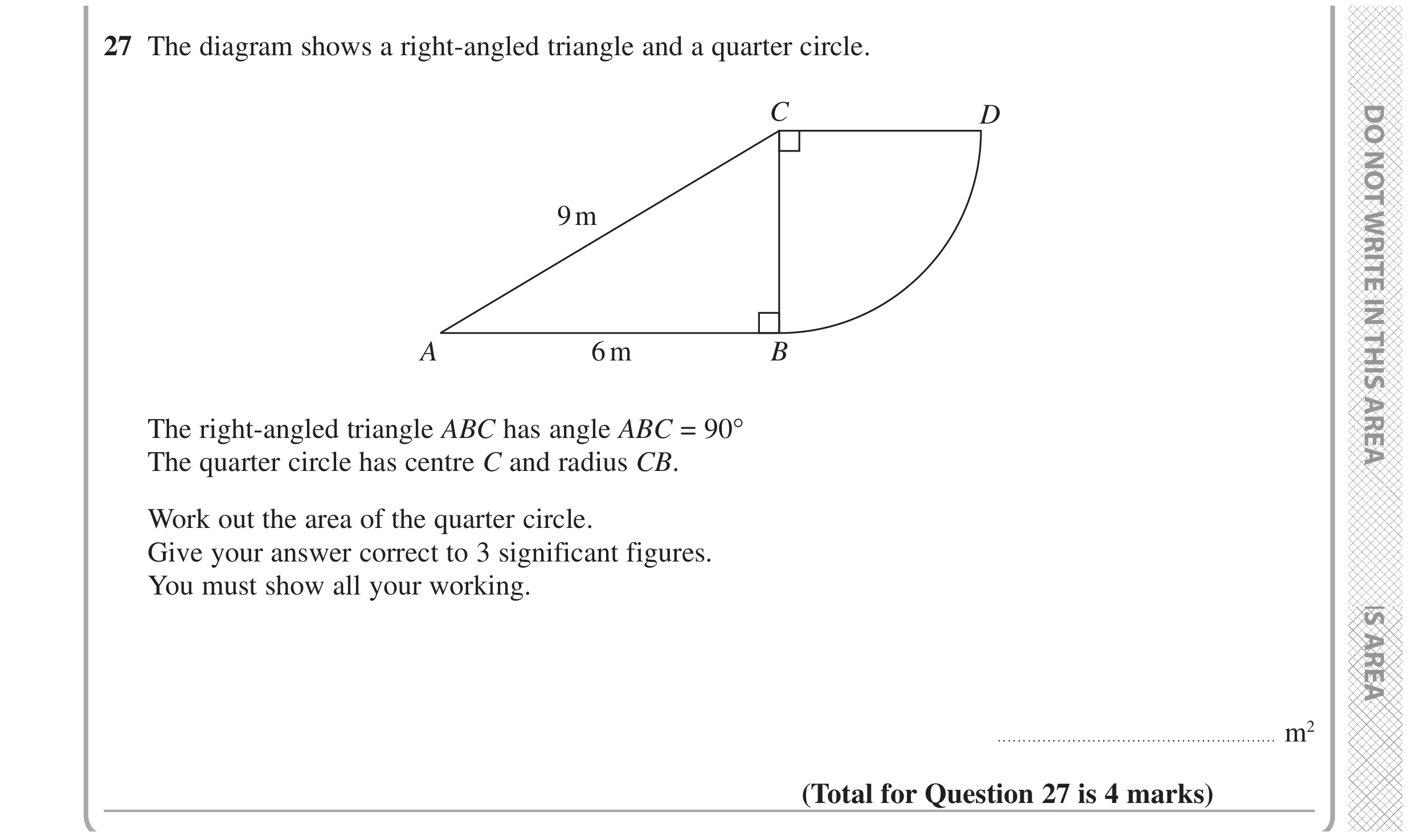 Question 27 — Pythagoras, Perimeter and Area — Edexcel GCSE June 2020