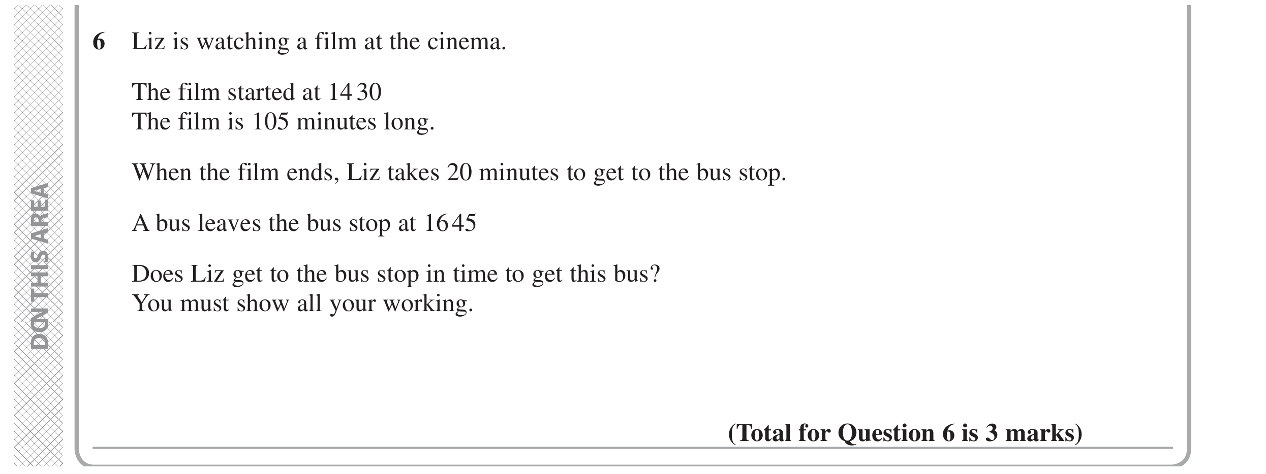 Question 6 — Time Questions — Edexcel GCSE June 2020