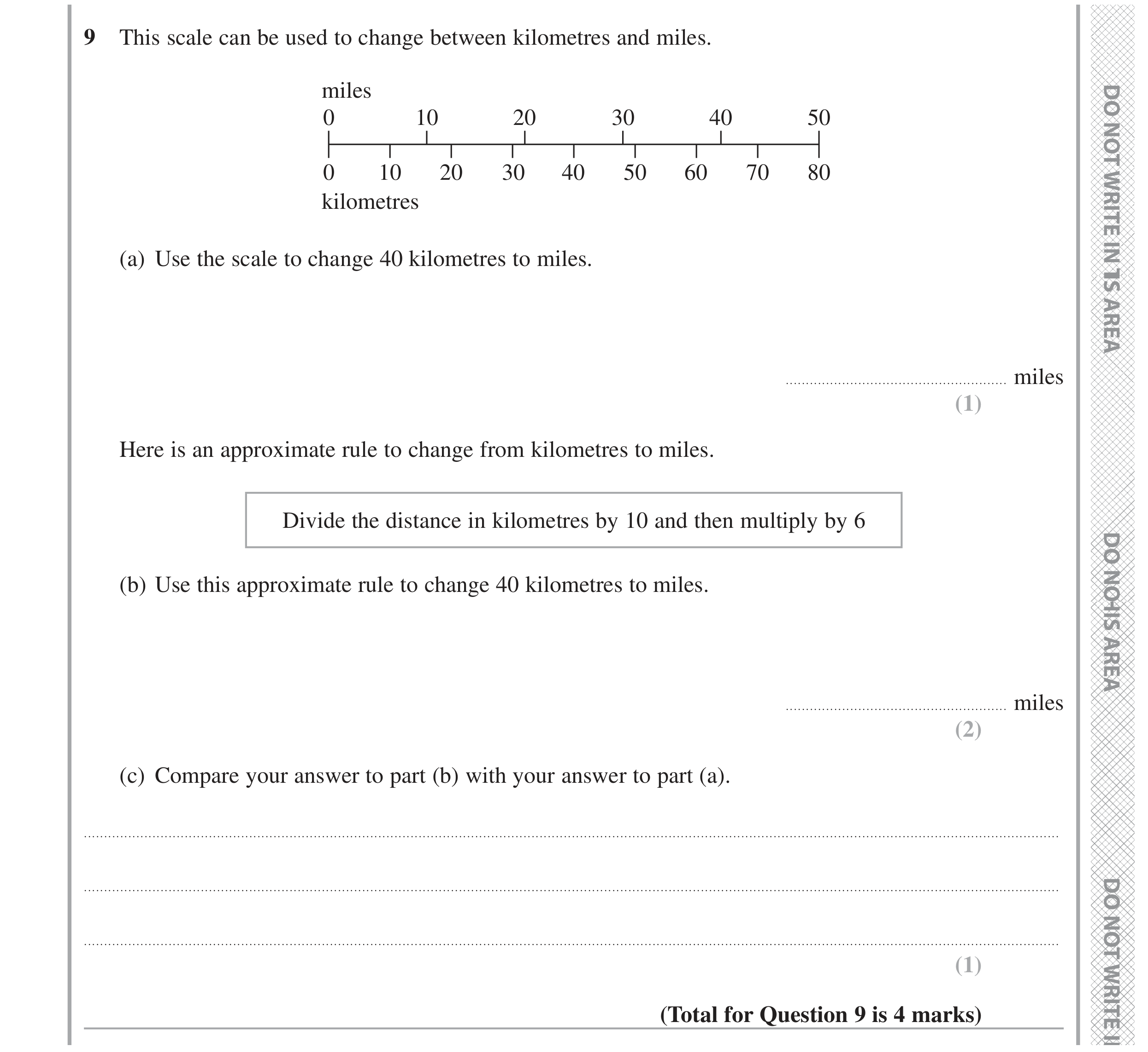 Question 9 — Interpret Scale, Formulae — Edexcel GCSE June 2020