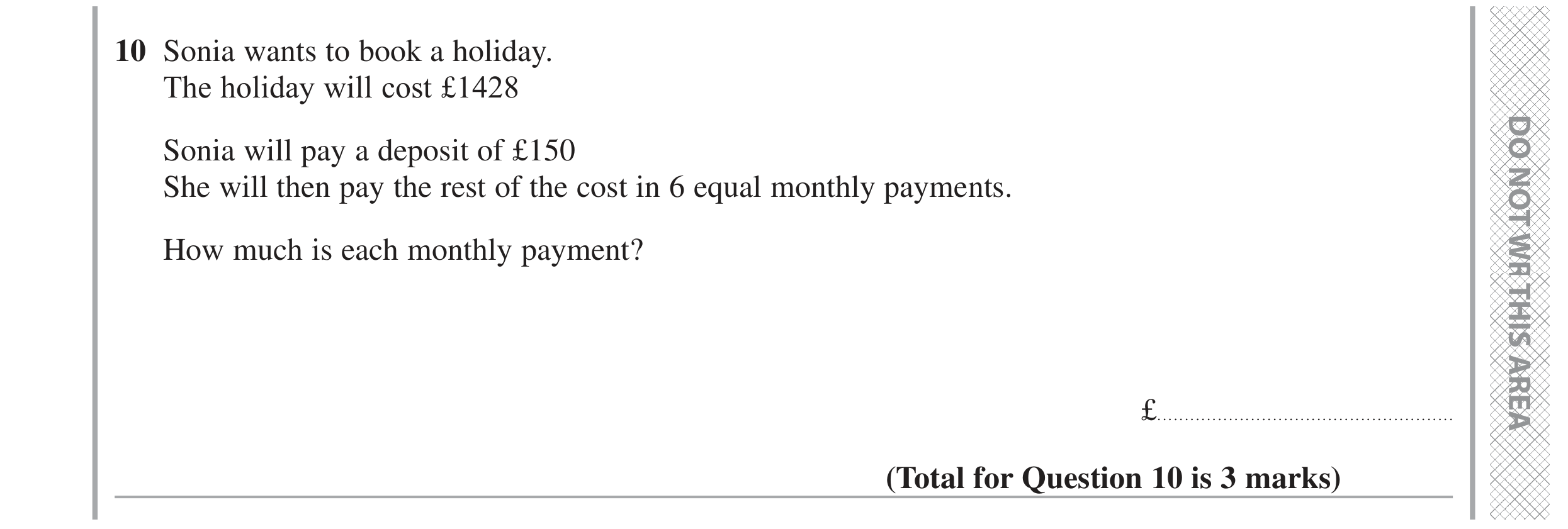 Question 10 — Money Problems — Edexcel GCSE June 2022