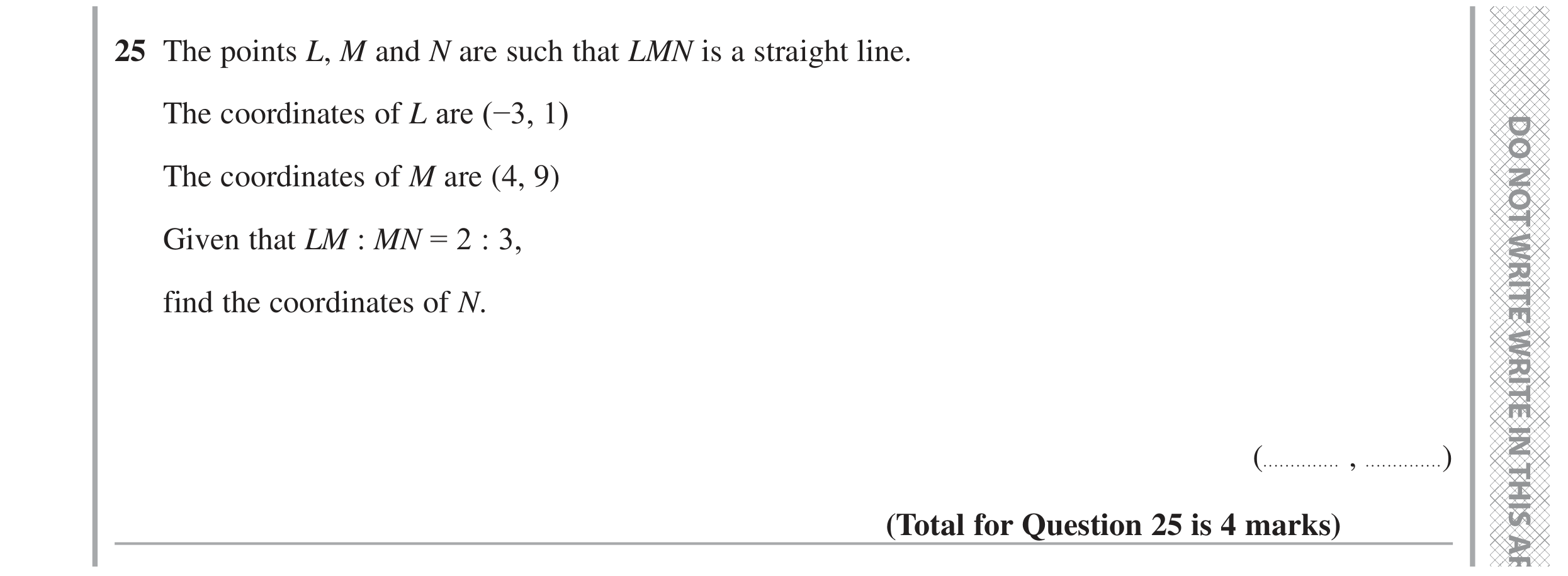 Question 25 — Coordinates, Ratios — Edexcel GCSE June 2022