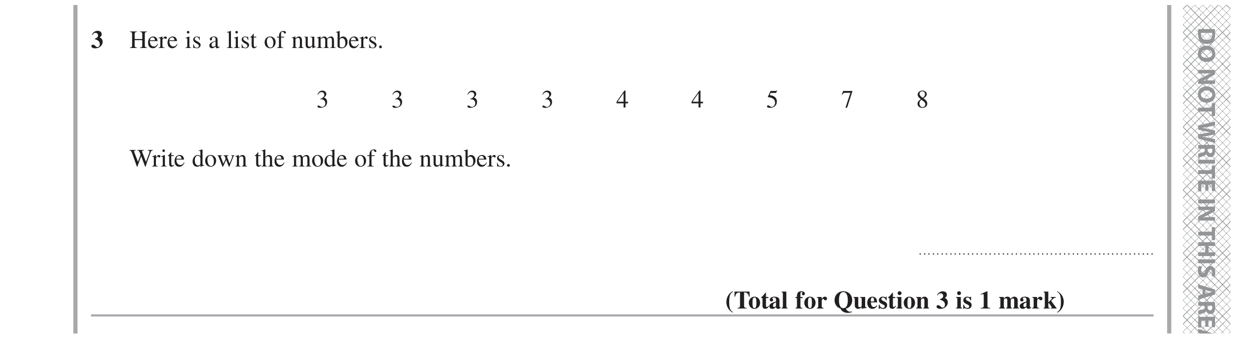 Question 3 — Mean/Median/Mode/Range — Edexcel GCSE June 2022