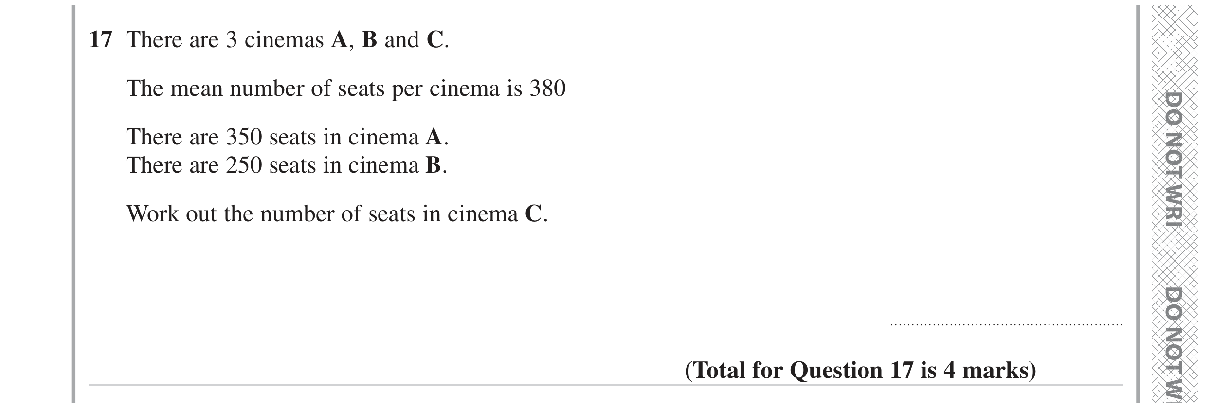 Question 17 — Mean/Median/Mode/Range — Edexcel GCSE June 2023