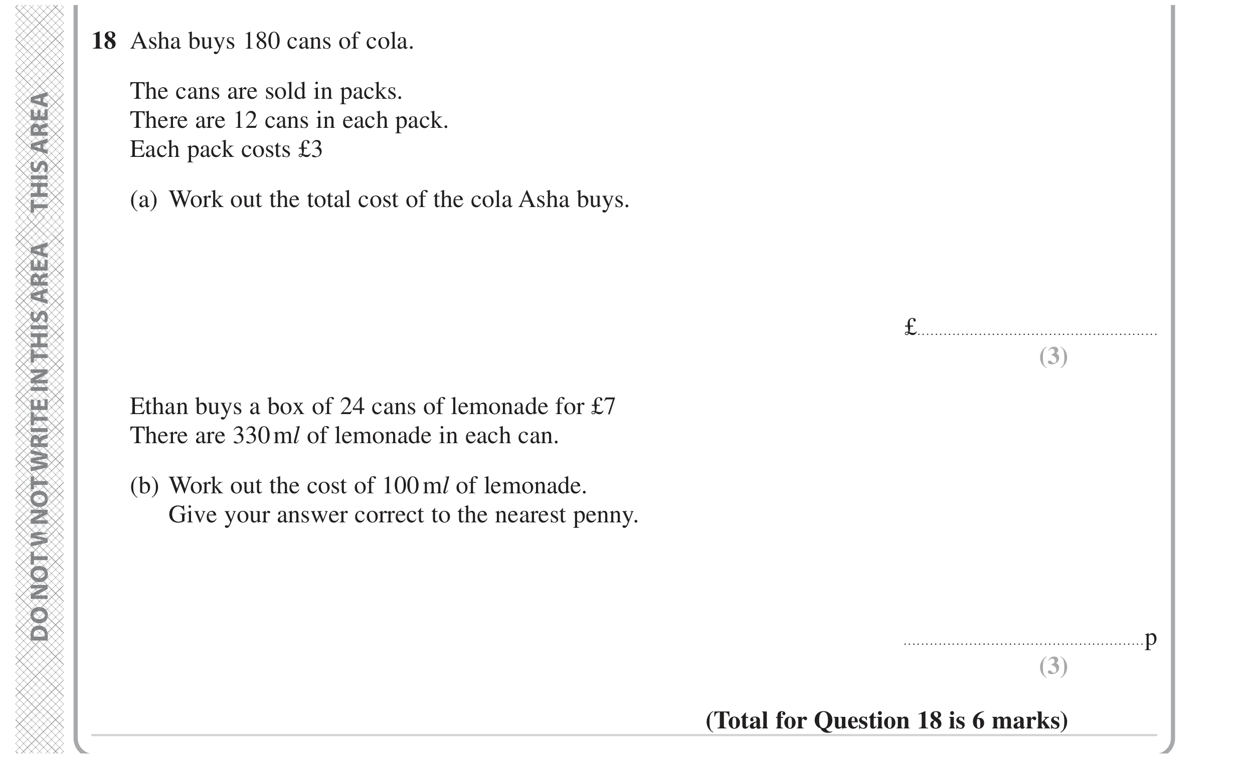Question 18 — Money Problems — Edexcel GCSE June 2023