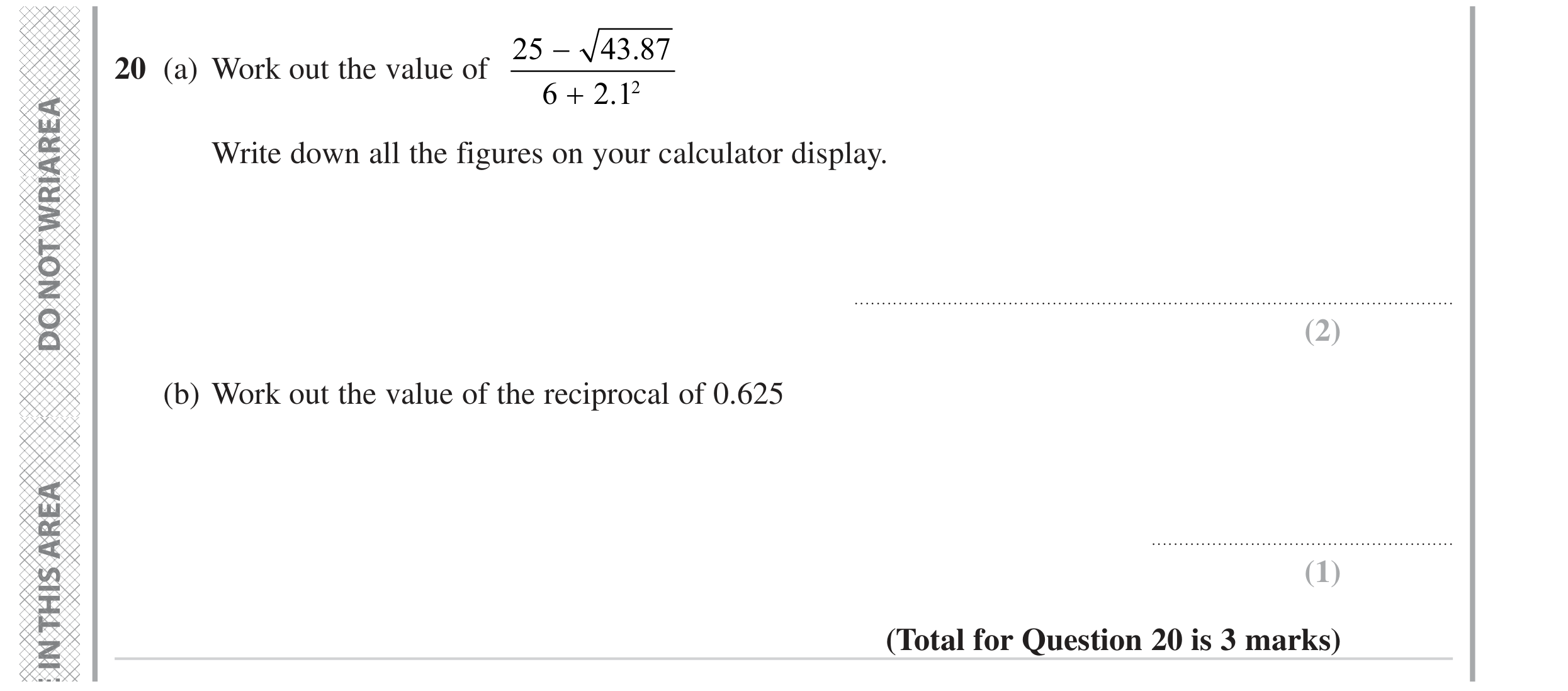 Question 20 — Calculator Questions — Edexcel GCSE June 2023