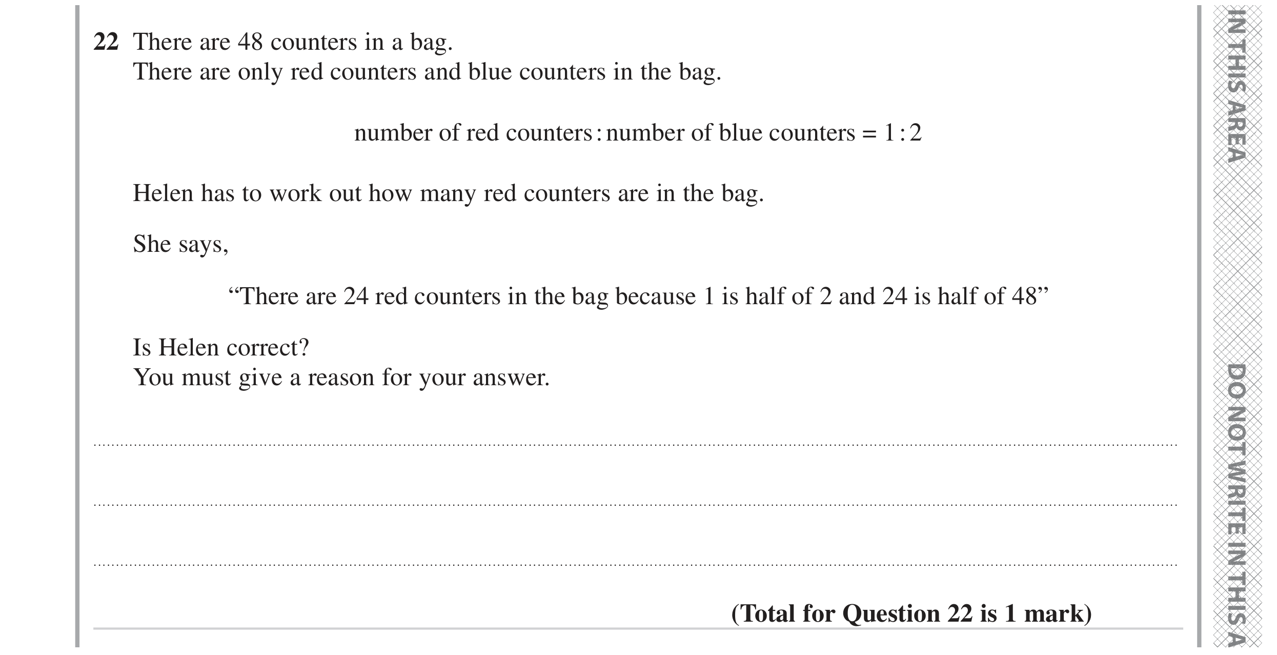Question 22 — Ratios — Edexcel GCSE June 2023