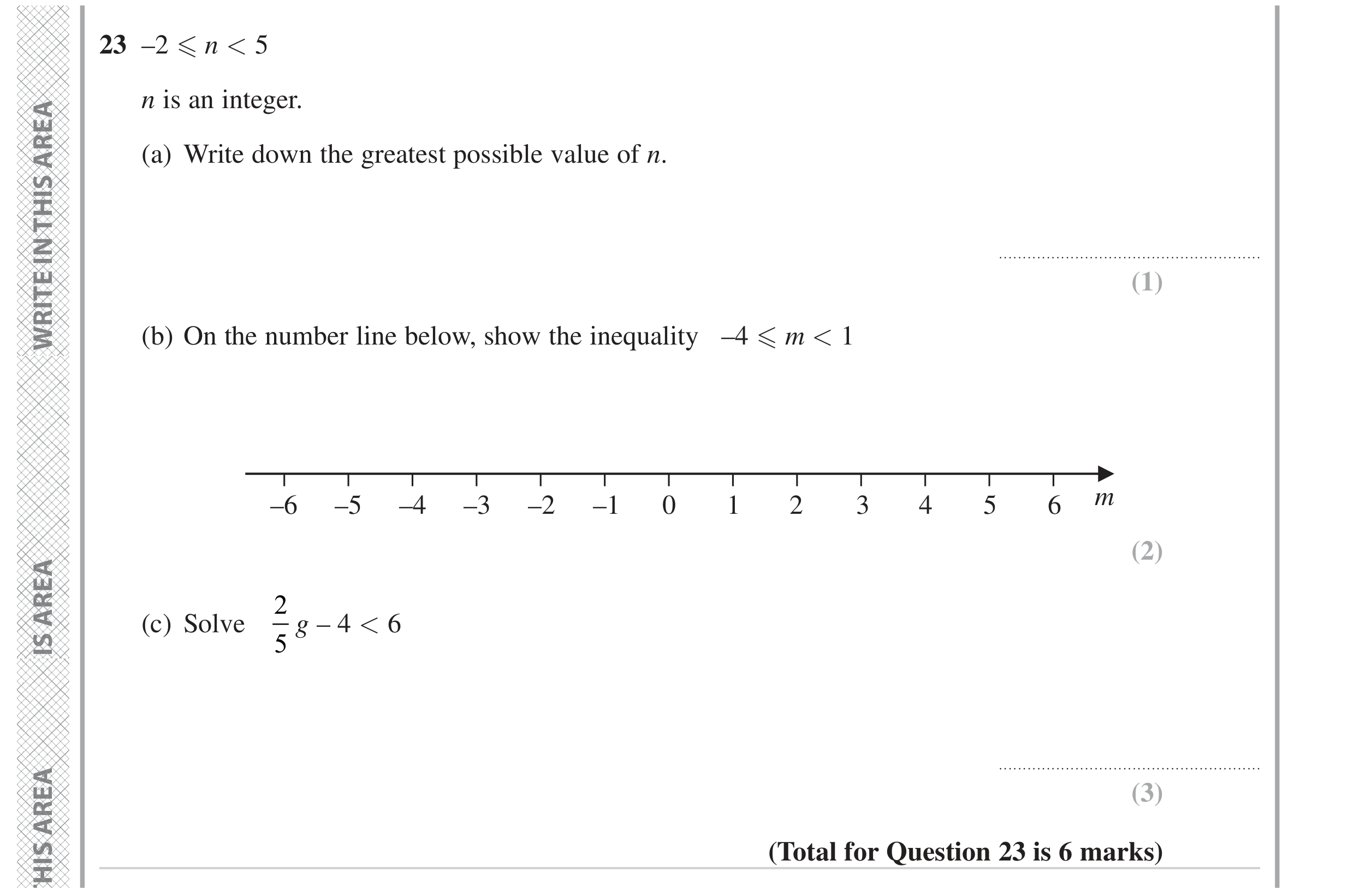 Question 23 — Inequalities — Edexcel GCSE June 2023
