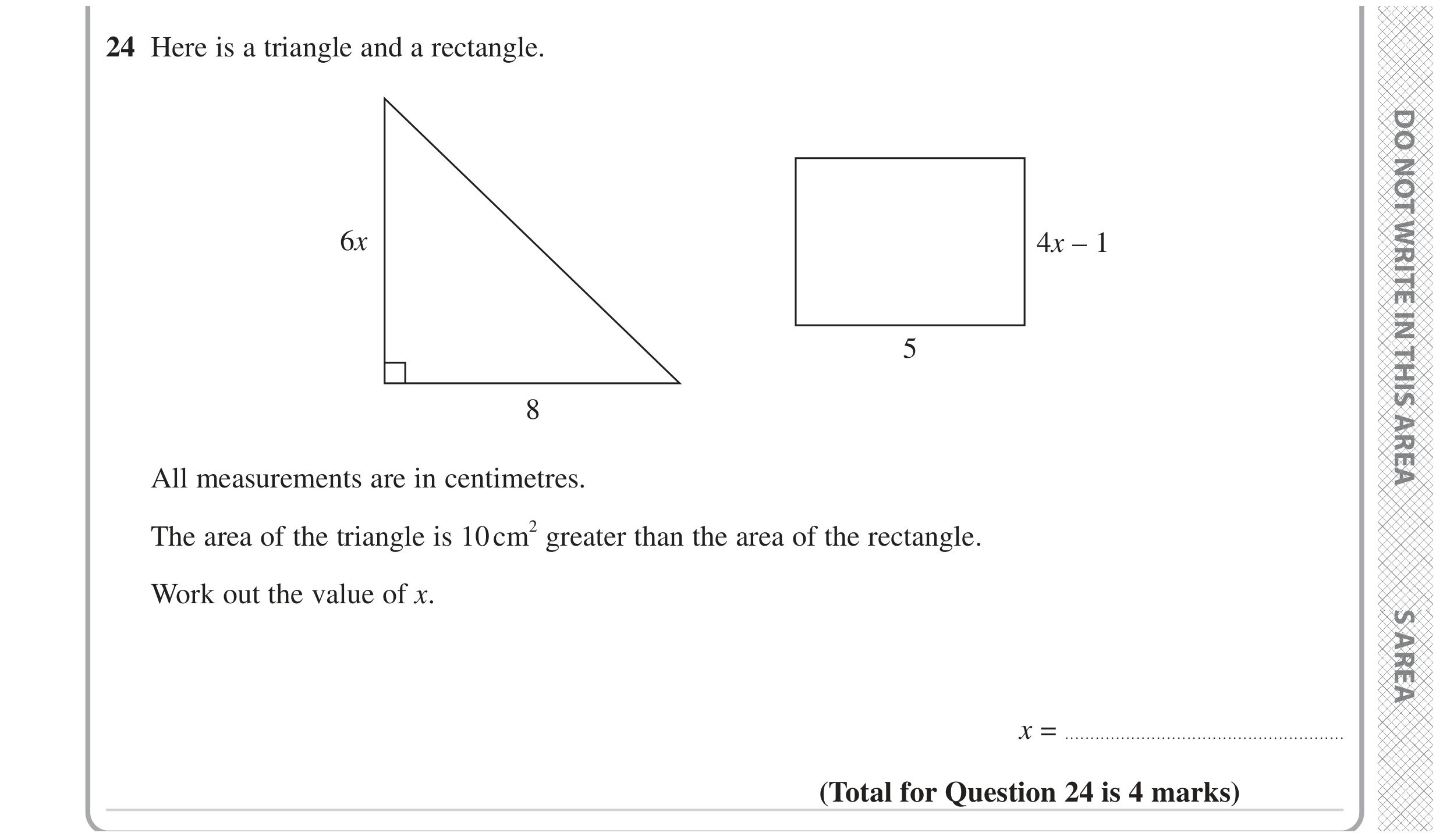 Question 24 — Perimeter and Area — Edexcel GCSE June 2023