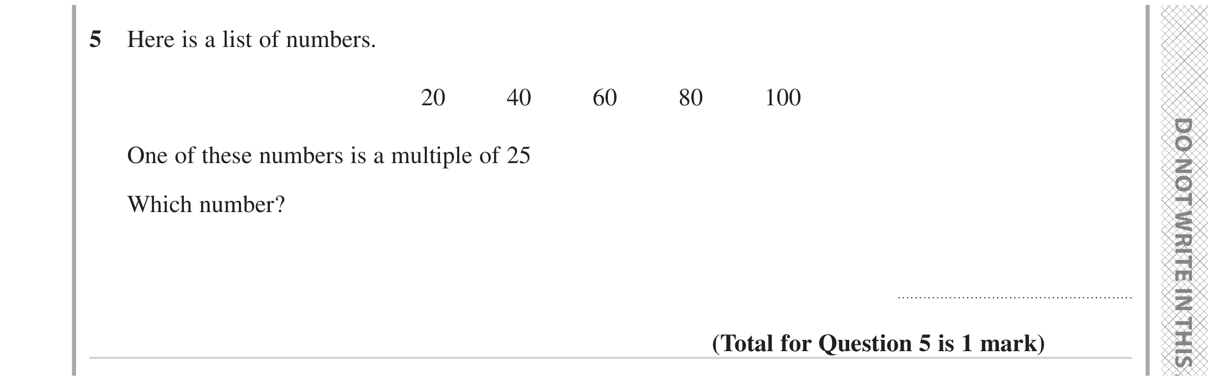 Question 5 — Multiple — Edexcel GCSE June 2023