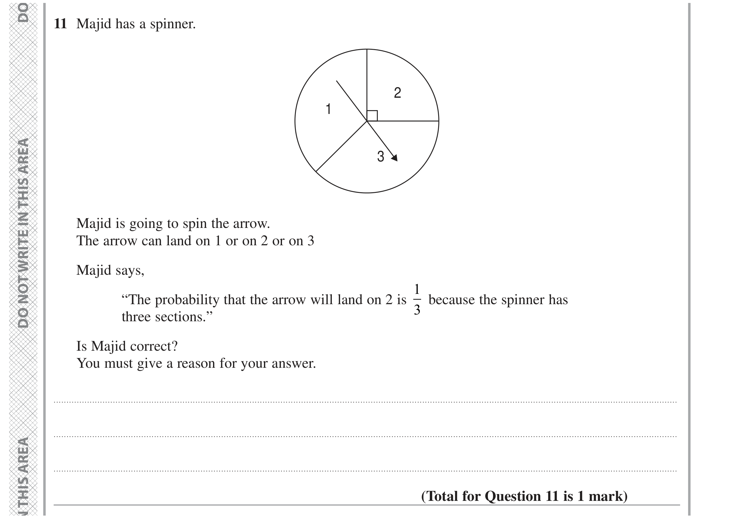 Question 11 — Probability — Edexcel GCSE June 2024