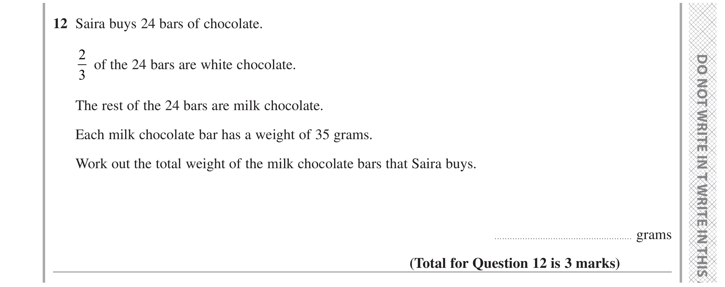 Question 12 — Fractions — Edexcel GCSE June 2024