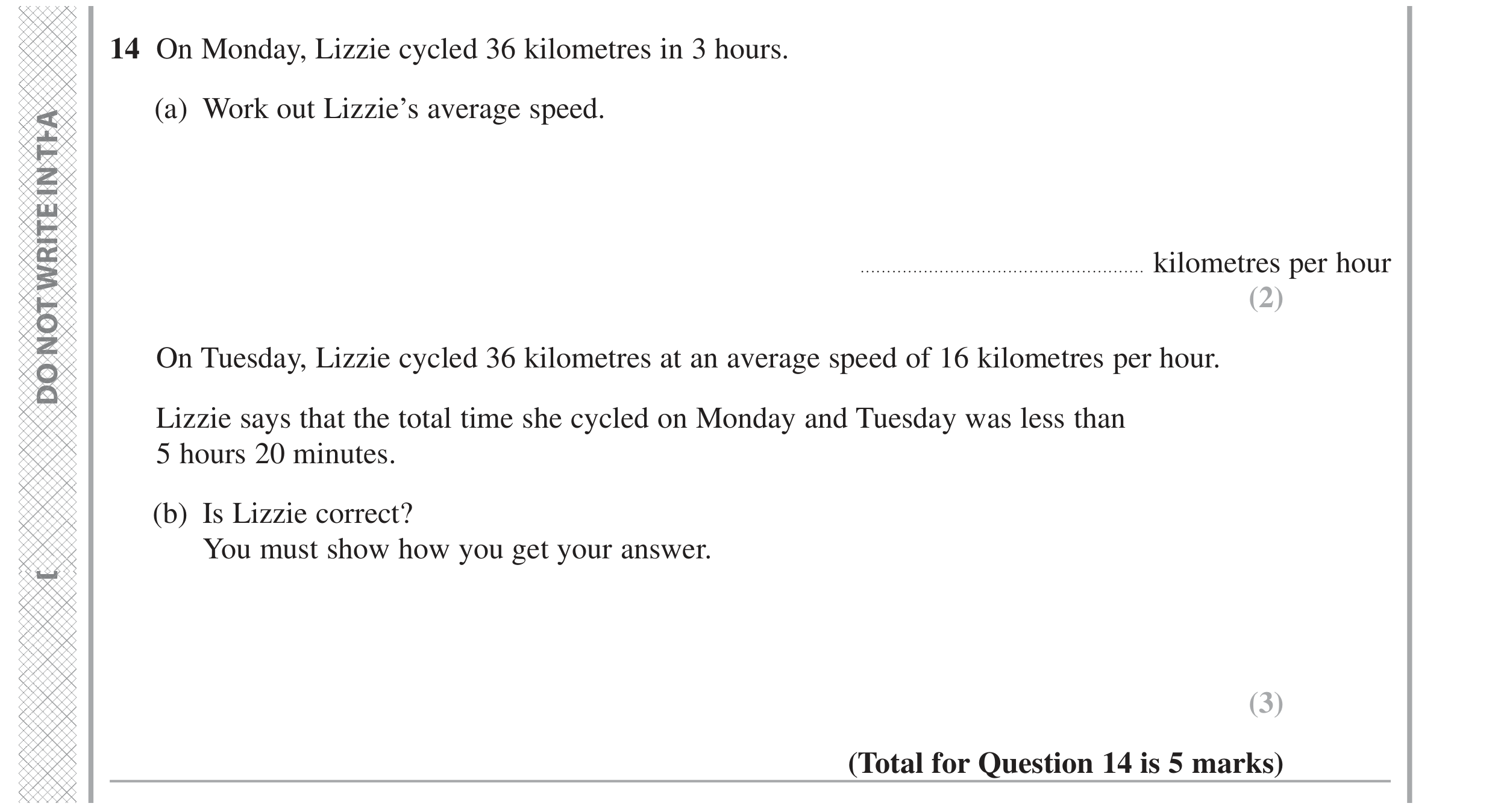 Question 14 — Speed/Distance/Time/Density/Pressure — Edexcel GCSE June 2024