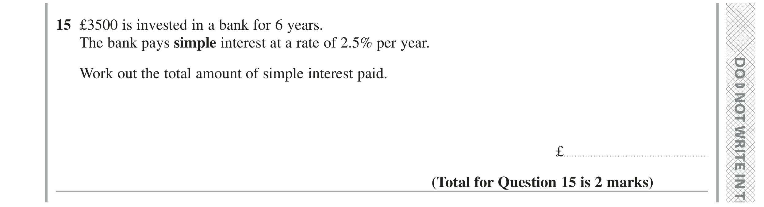 Question 15 — Simple Interest — Edexcel GCSE June 2024