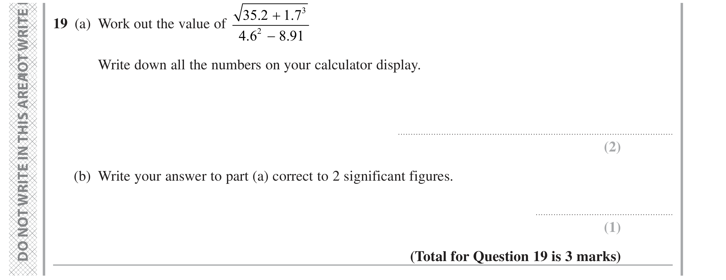 Question 19 — Calculator Questions, Rounding — Edexcel GCSE June 2024