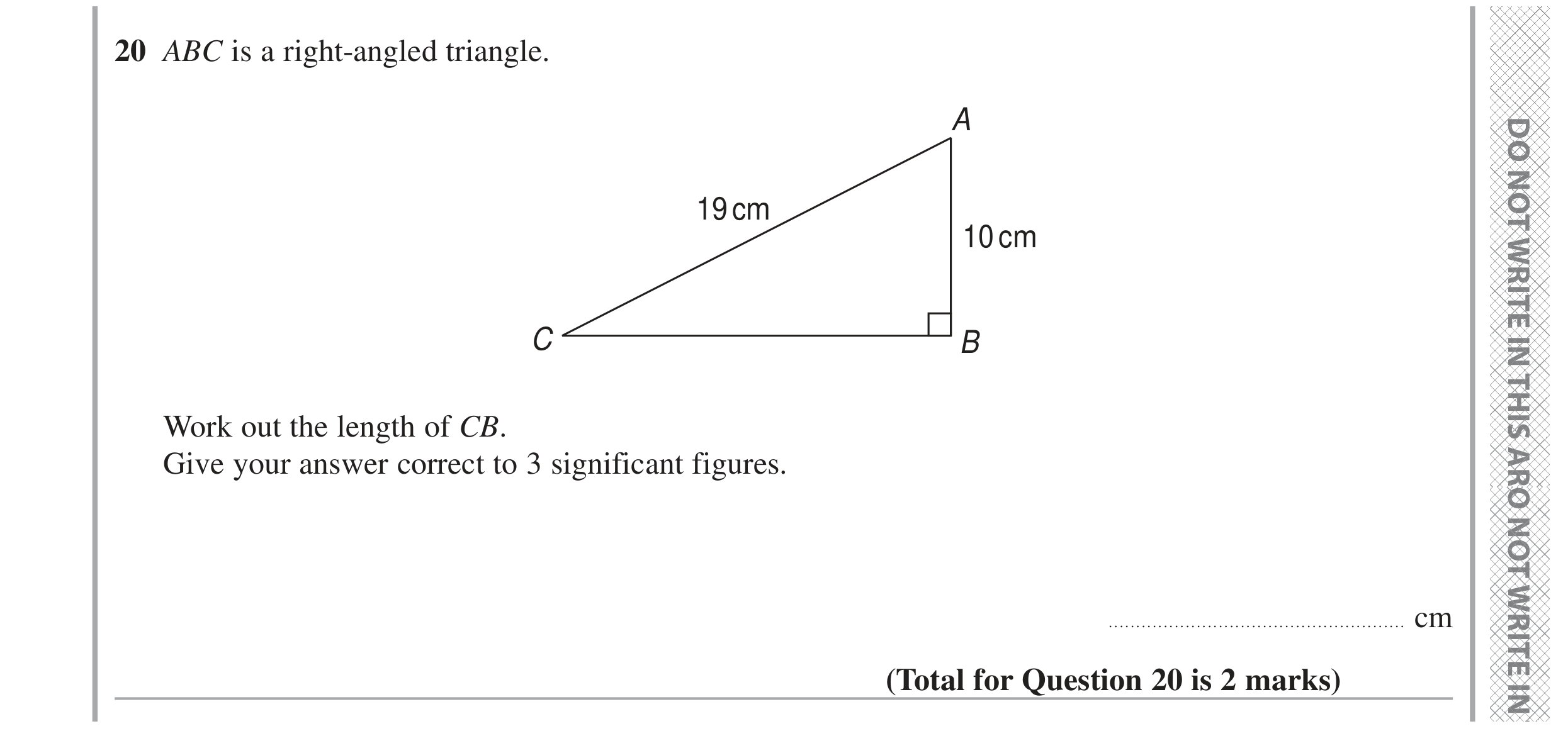Question 20 — Pythagoras — Edexcel GCSE June 2024