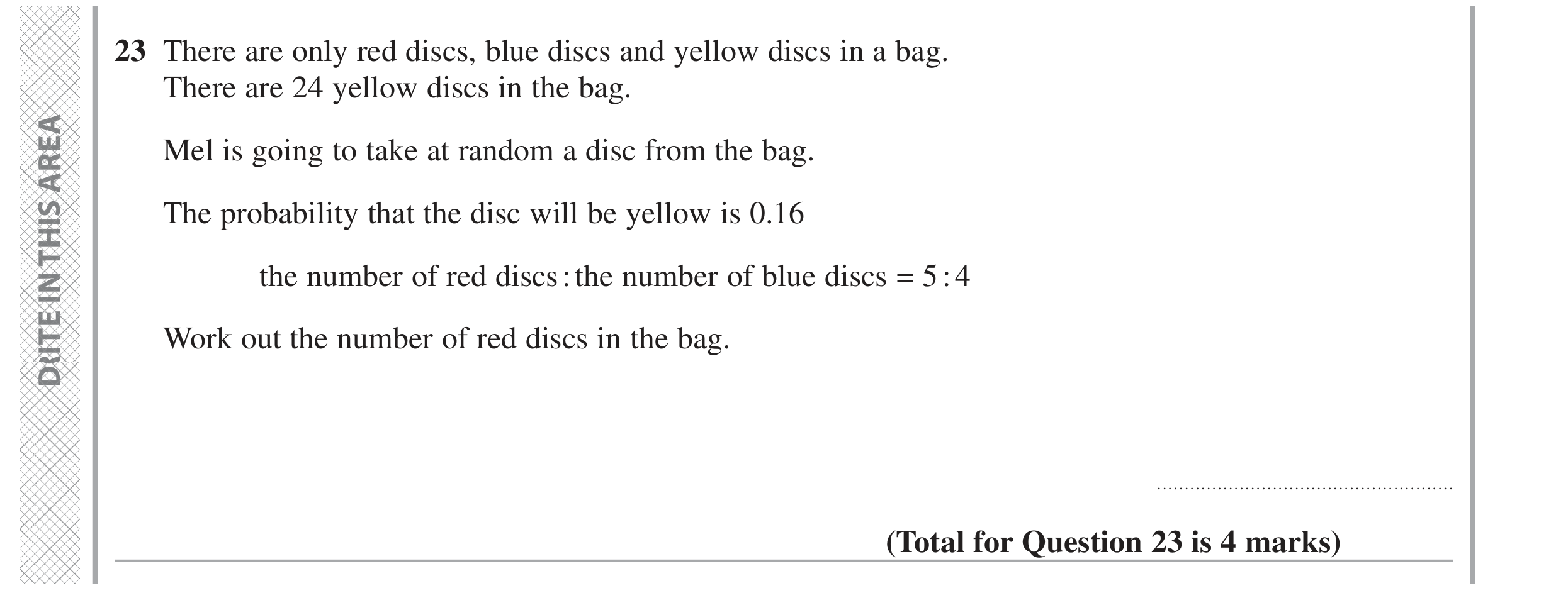 Question 23 — Probability, Ratios — Edexcel GCSE June 2024