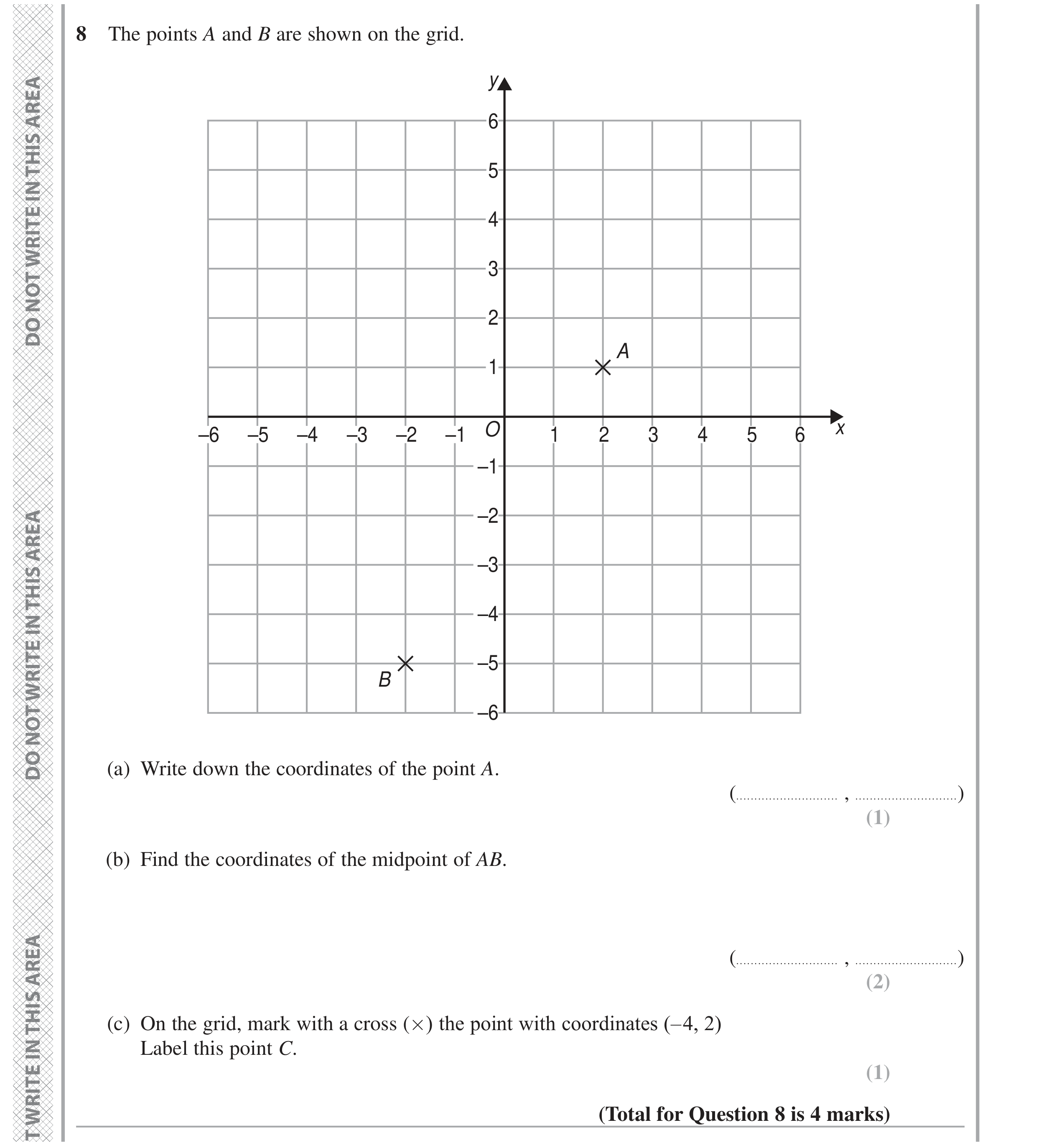 Question 8 — Coordinates, Midpoints — Edexcel GCSE June 2024