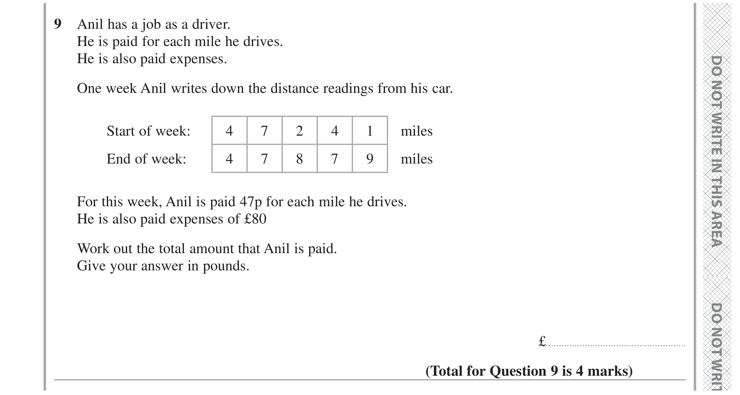 Question 9 — Money Problems — Edexcel GCSE June 2024