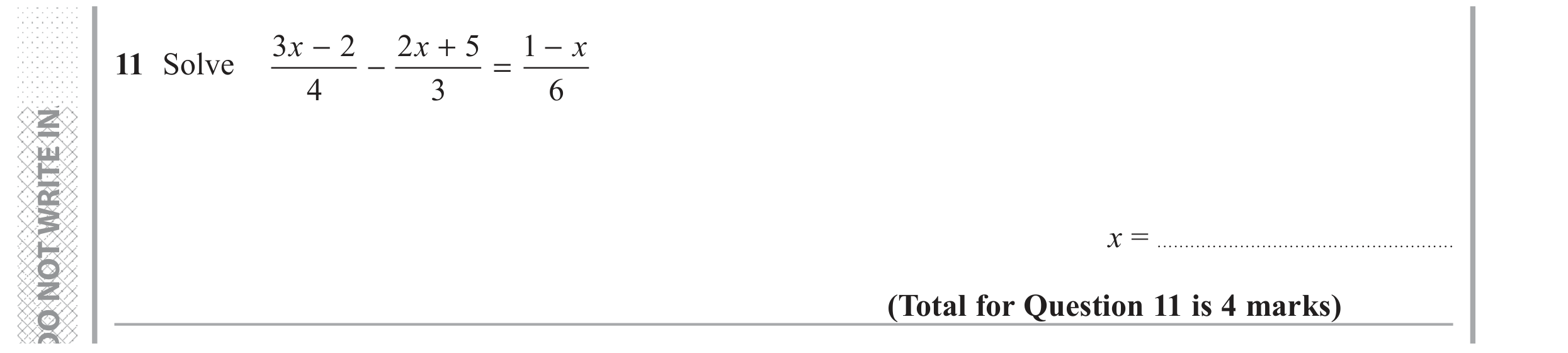 Question 11 — Algebra Fractions — Edexcel GCSE June 2017