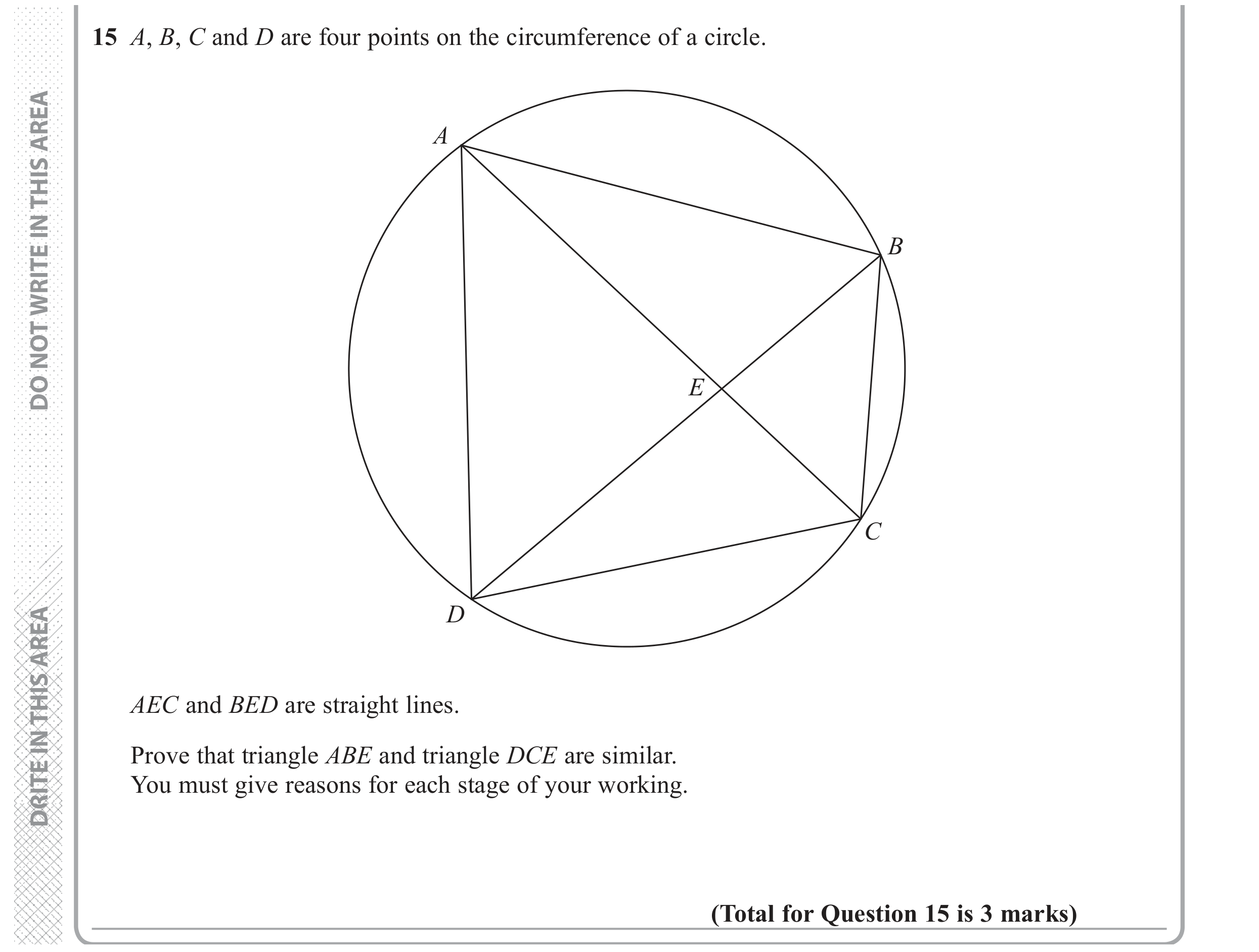 Question 15 — Circle Theorems, Congruence and Similarity — Edexcel GCSE June 2017