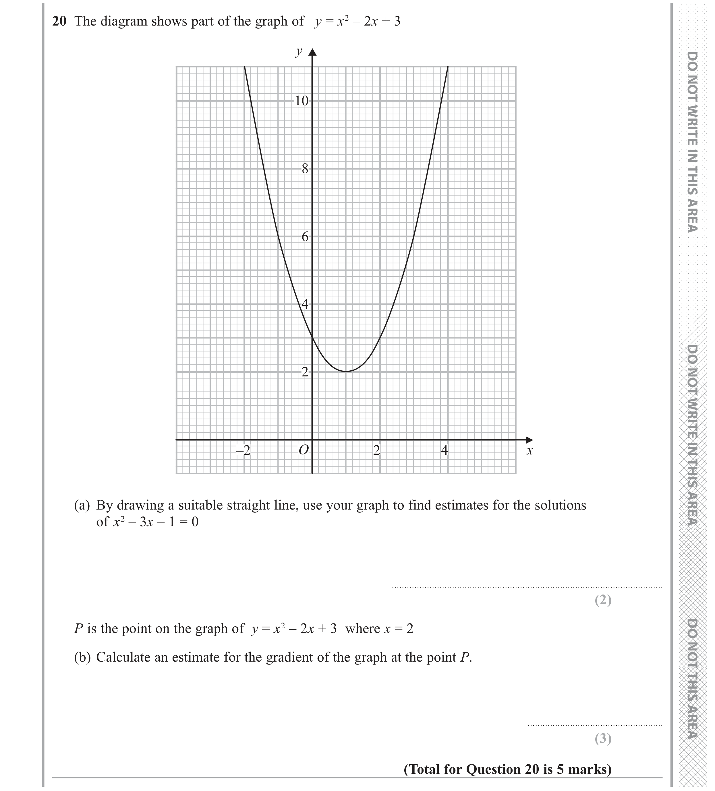 Question 20 — Graphs, Quadratics and Graphs — Edexcel GCSE June 2017