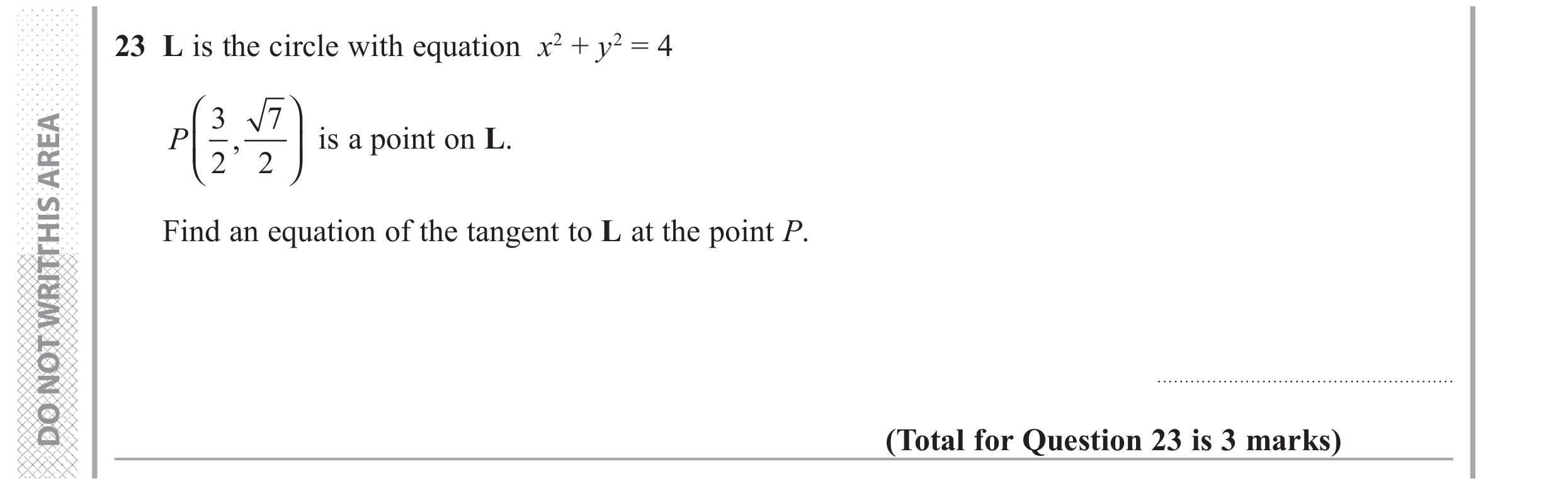 Question 23 — Circles, Straight Line Graphs — Edexcel GCSE June 2017