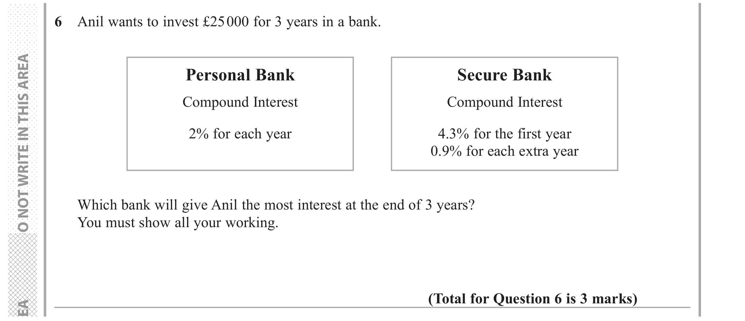 Question 6 — Compound Interest — Edexcel GCSE June 2017