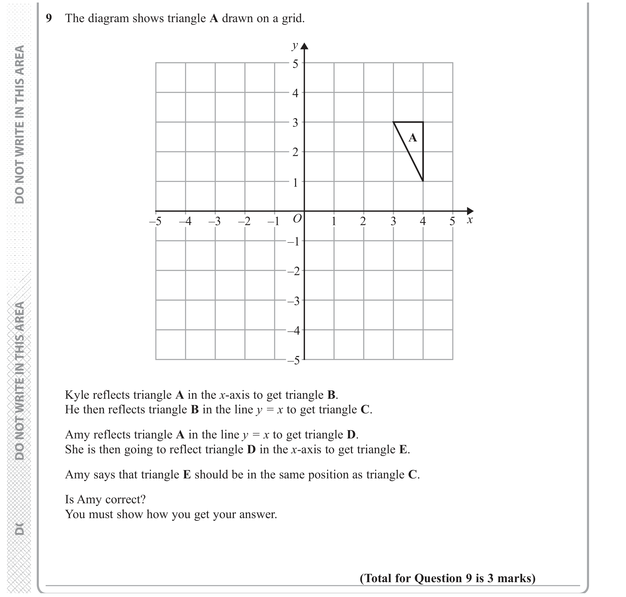 Question 9 — Rotations/Reflections/Translations/Enlargements — Edexcel GCSE June 2017